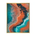 thumbnail image 1 of Designart 'Abstract Marble Composition In Orange and Blue I' Modern Framed Canvas Wall Art Print, 1 of 5