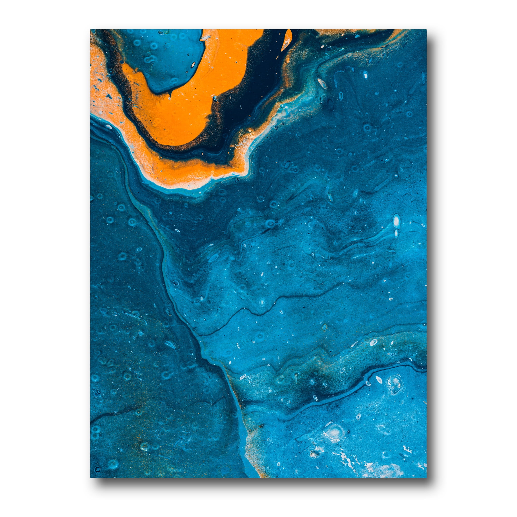 Designart ' Abstract Marble Composition In Orange and Blue III ' Modern Canvas Wall Art Print