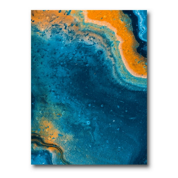 Designart ' Abstract Marble Composition In Orange and Blue V ' Modern Canvas Wall Art Print