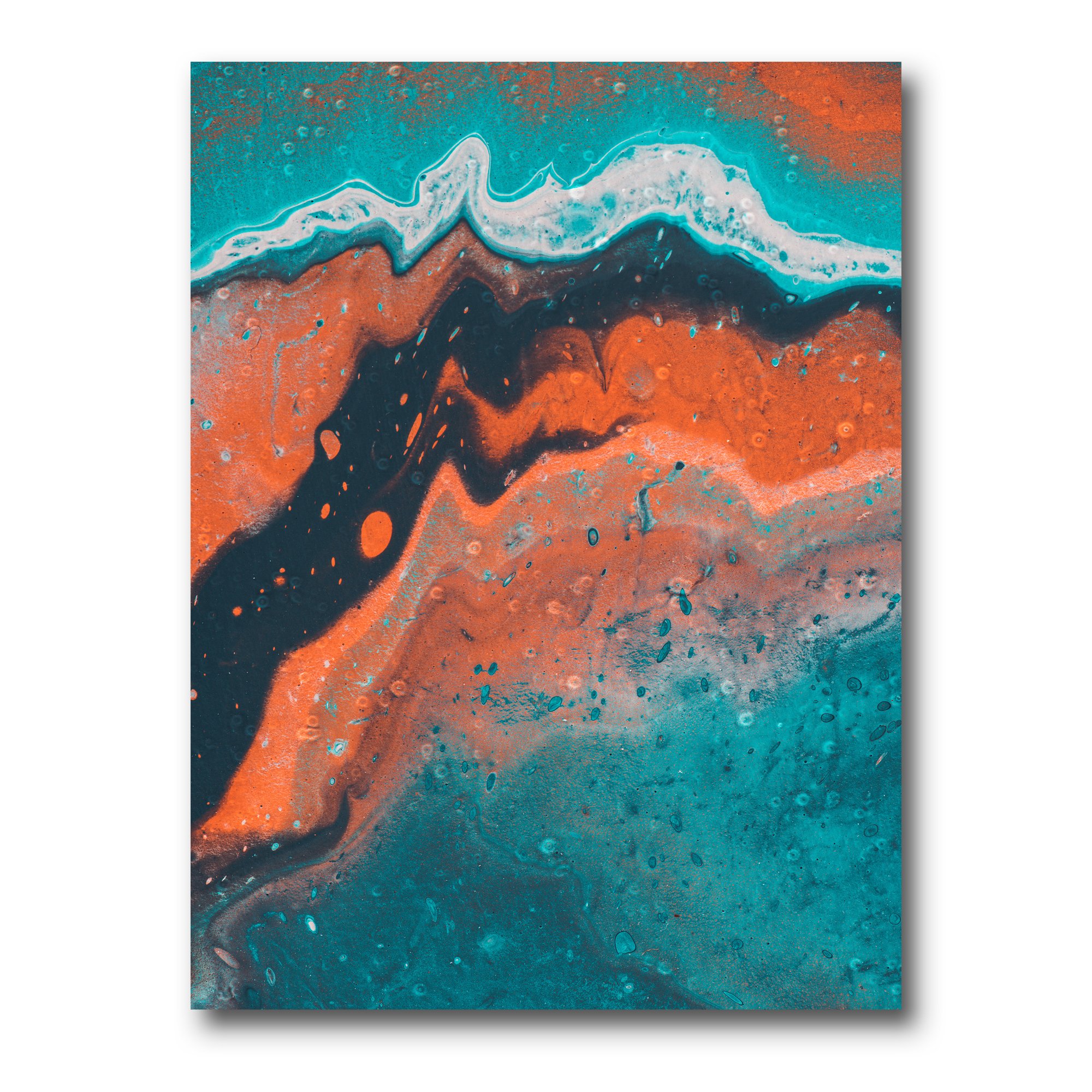 Designart ' Abstract Marble Composition In Orange and Blue VI ' Modern Canvas Wall Art Print