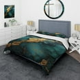 thumbnail image 1 of Designart "Abstract Marble Design in Gold and Green II" Abstract Marble Bedding Covert Set - Abstract Gold Modern Bed Set With 2 Shams, 1 of 5