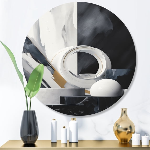 Designart "Abstract Marble Forms II" Abstract Marble Metal Round Wall Art Prints