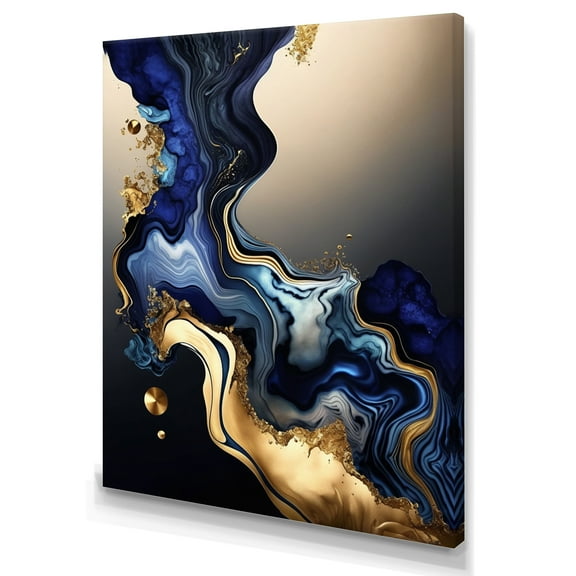 Designart Abstract Marble Geode Blue I Canvas Wall Art