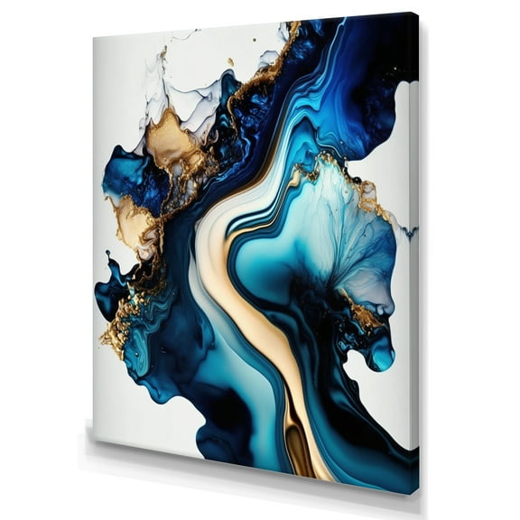 Designart Abstract Marble Geode Blue II Canvas Wall Art