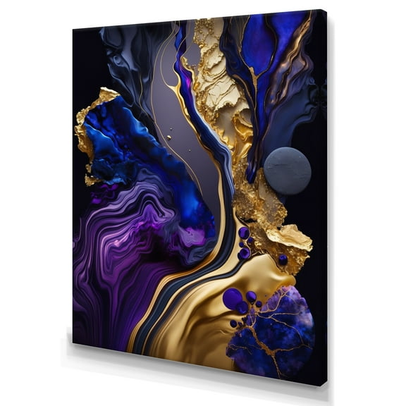 Designart Abstract Marble Geode Purple And Blue Canvas Wall Art