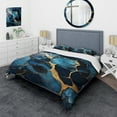 thumbnail image 1 of Designart "Abstract Marble Mosaic in Gold and Sapphire Blue V" Abstract Bedding Covert Set - Abstract Gold Modern Bed Set With 2 Shams, 1 of 5