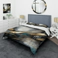 thumbnail image 1 of Designart "Abstract Marble Shapes and Lines II" Abstract Marble Bedding Covert Set - Modern Gold Abstract Bed Set With 2 Shams, 1 of 1