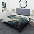 thumbnail image 1 of Designart "Abstract Marble Waterfall in Gold and Green VI" Abstract Painting Bedding Covert Set - Abstract Gold Modern Bed Set With 2 Shams, 1 of 5