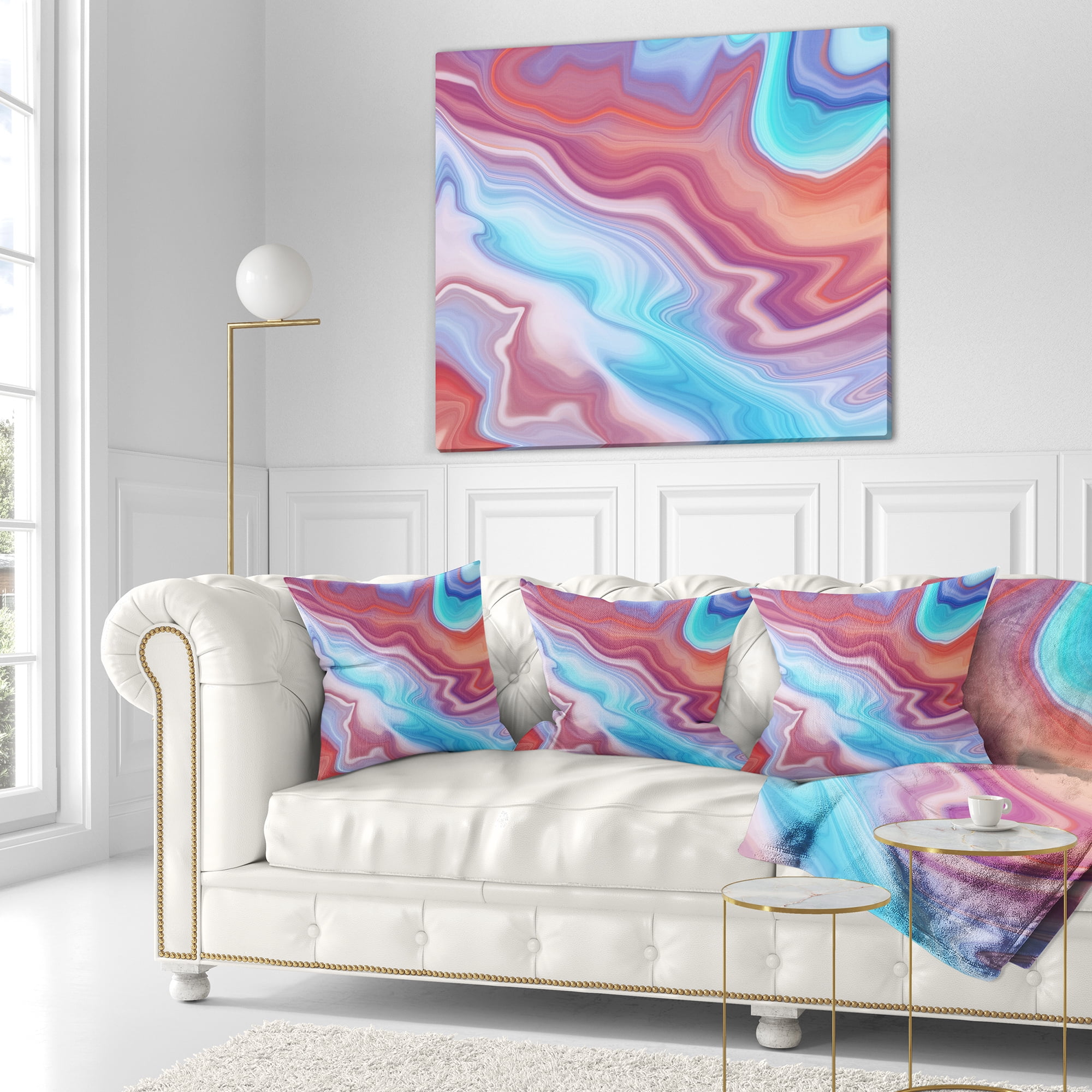 Designart Abstract Marbled Background - Abstract Throw Pillow - 16x16