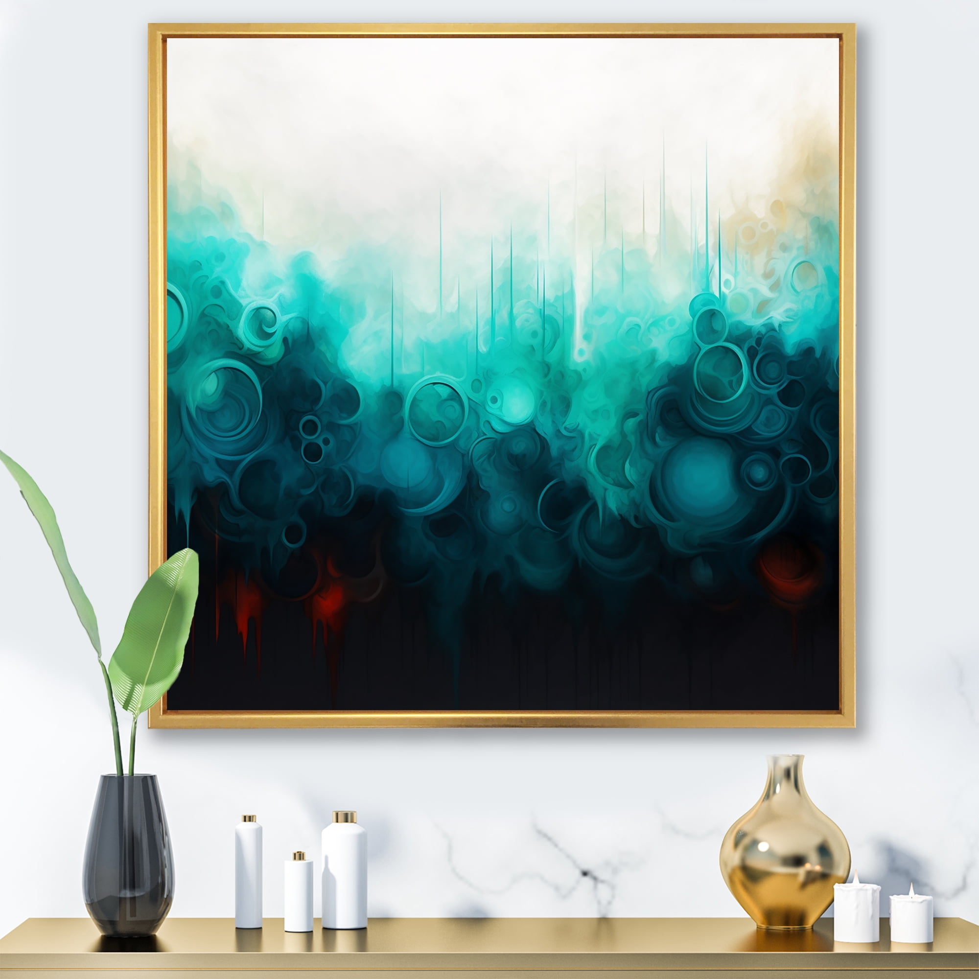 Designart "Abstract Medley of Blue and Black Ripples IV" Abstract