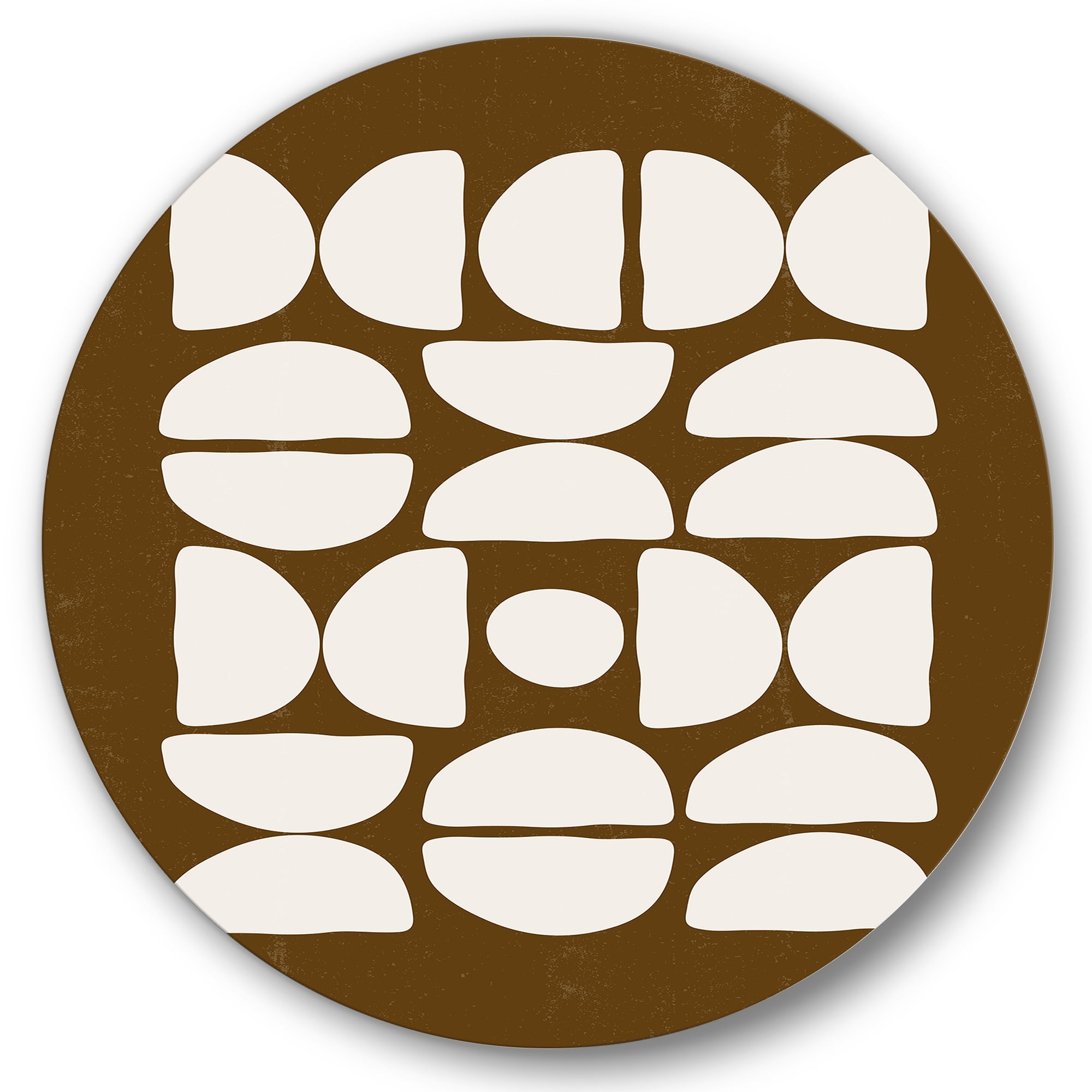 Designart 'Abstract Minimal Half Moons Composition' Modern Circle Metal Wall Art 23x23 - Disc of 23