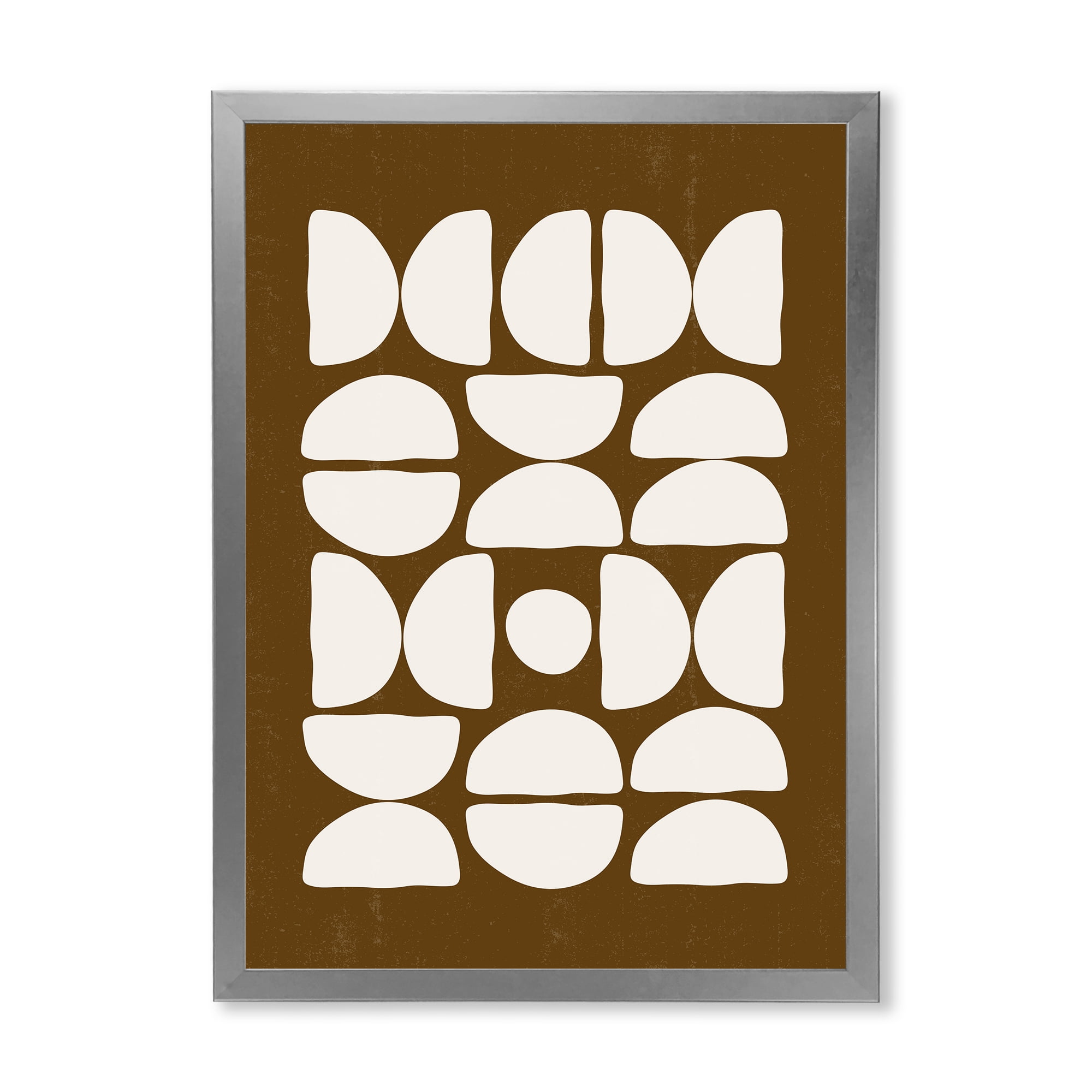 Designart 'Abstract Minimal Half Moons Composition' Modern Framed Art Print