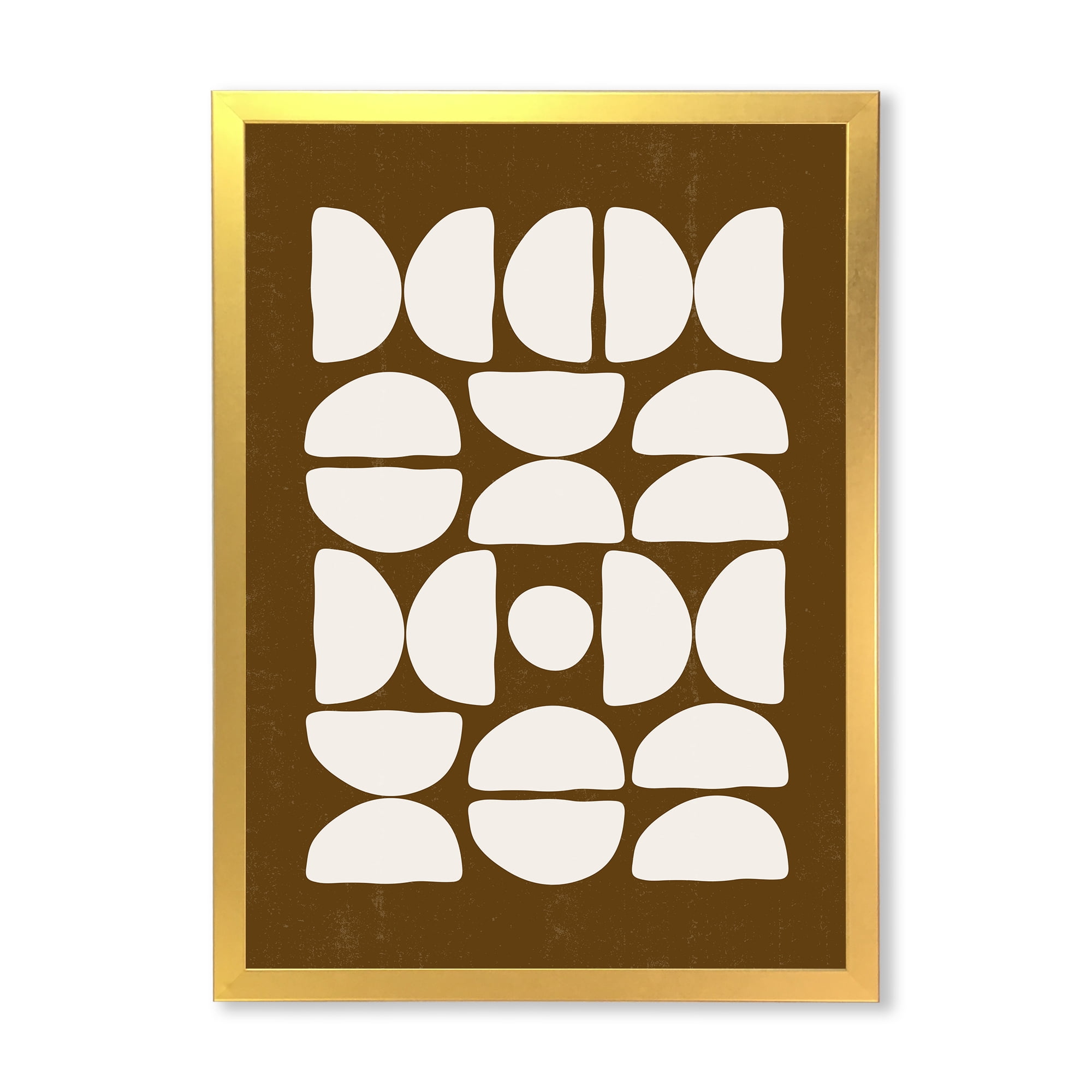 Designart 'Abstract Minimal Half Moons Composition' Modern Framed Art Print