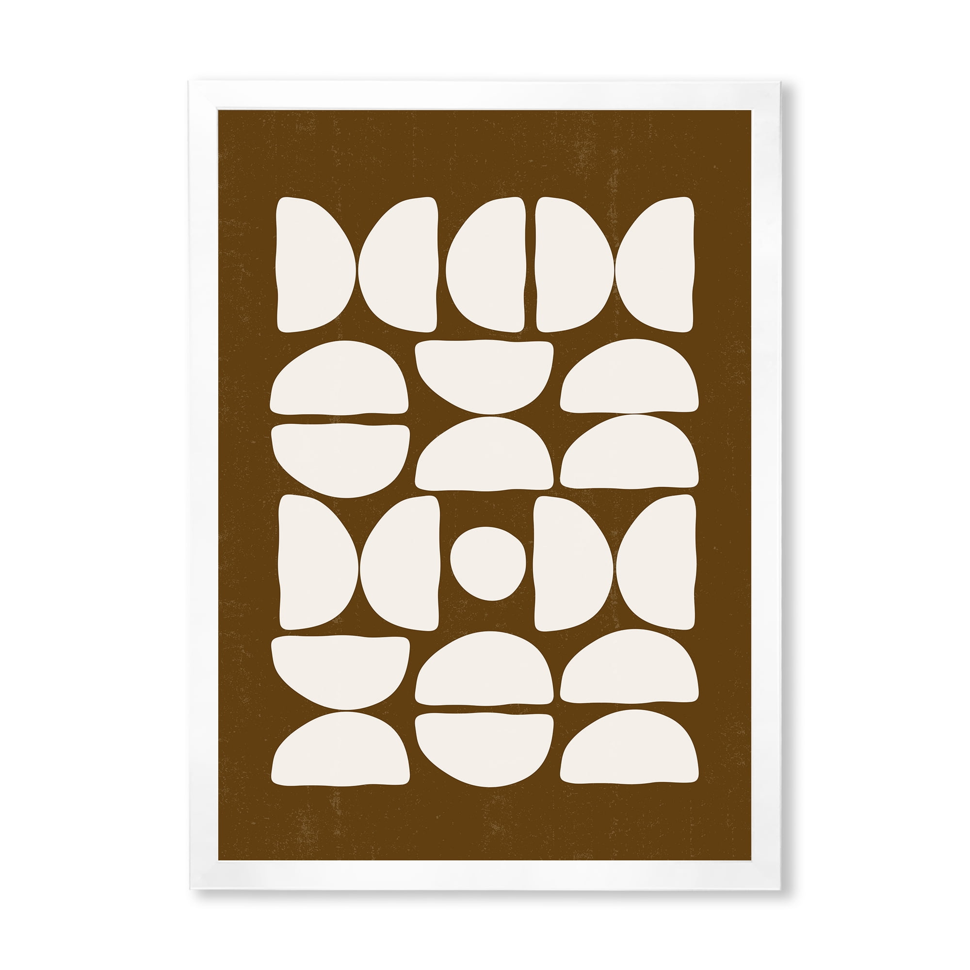 Designart 'Abstract Minimal Half Moons Composition' Modern Framed Art Print