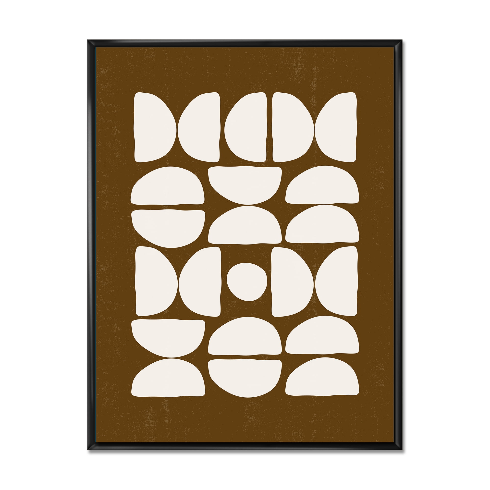 Designart 'Abstract Minimal Half Moons Composition' Modern Framed Canvas Wall Art Print