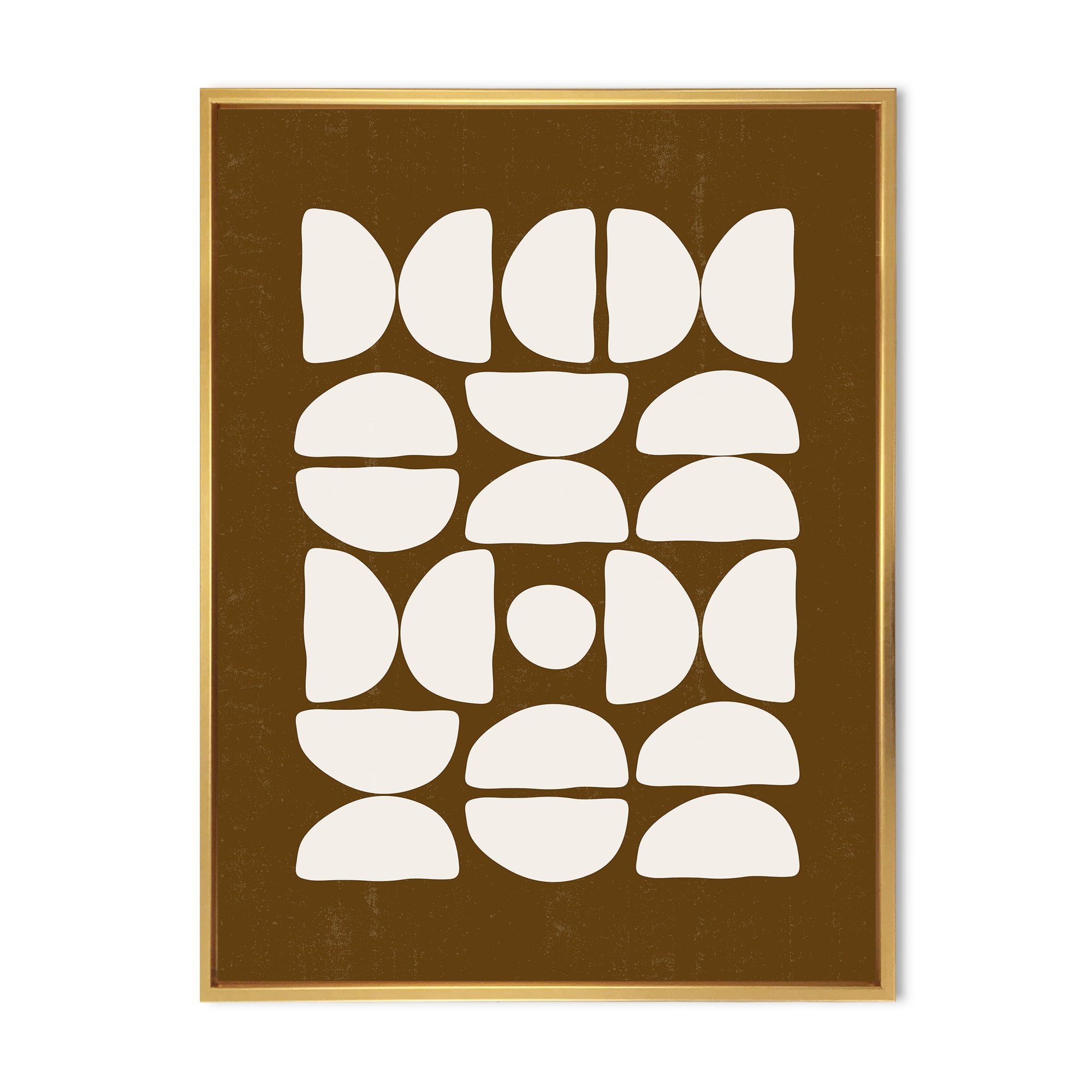 Designart 'Abstract Minimal Half Moons Composition' Modern Framed Canvas Wall Art Print
