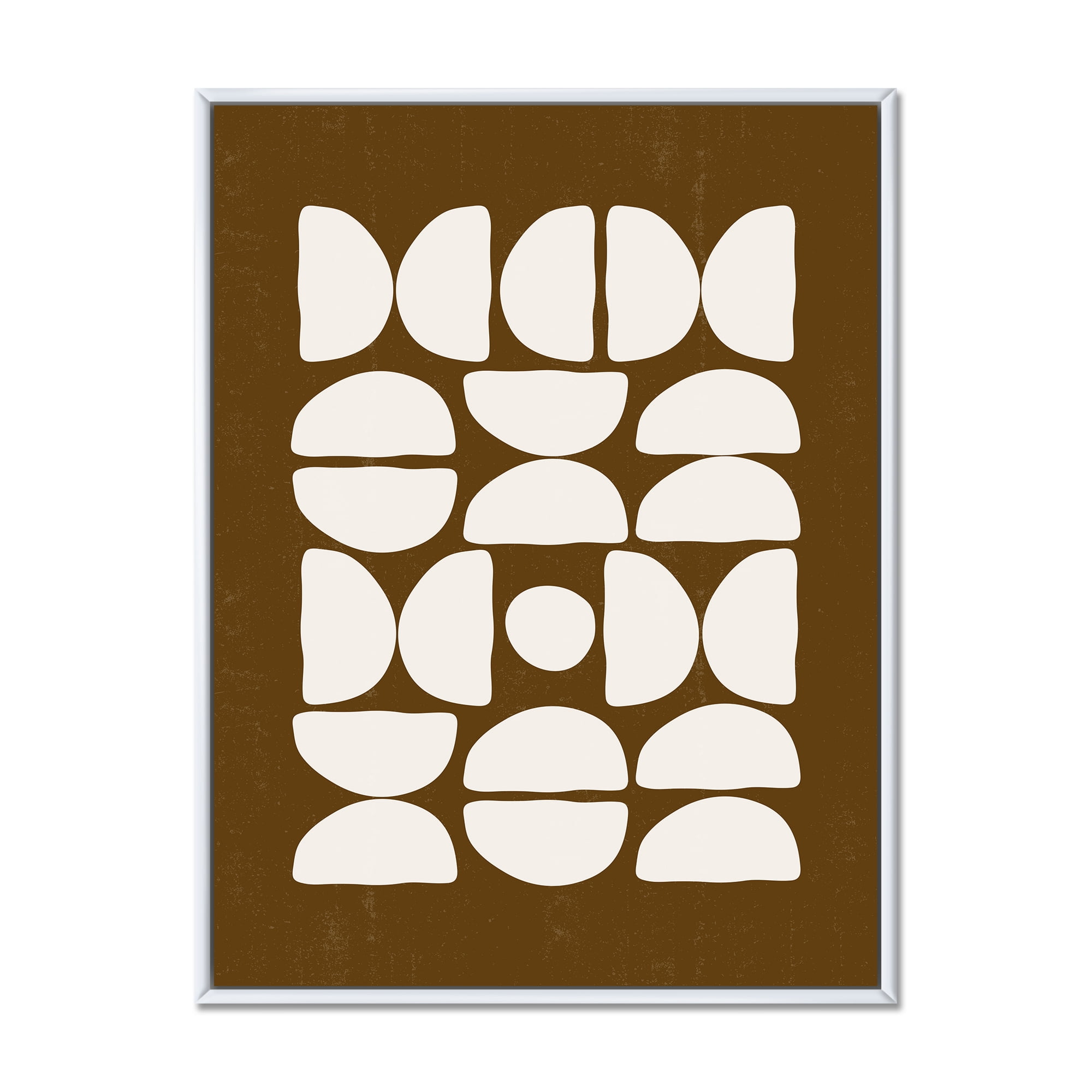 Designart 'Abstract Minimal Half Moons Composition' Modern Framed Canvas Wall Art Print