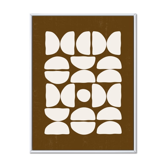 Designart 'Abstract Minimal Half Moons Composition' Modern Framed Canvas Wall Art Print