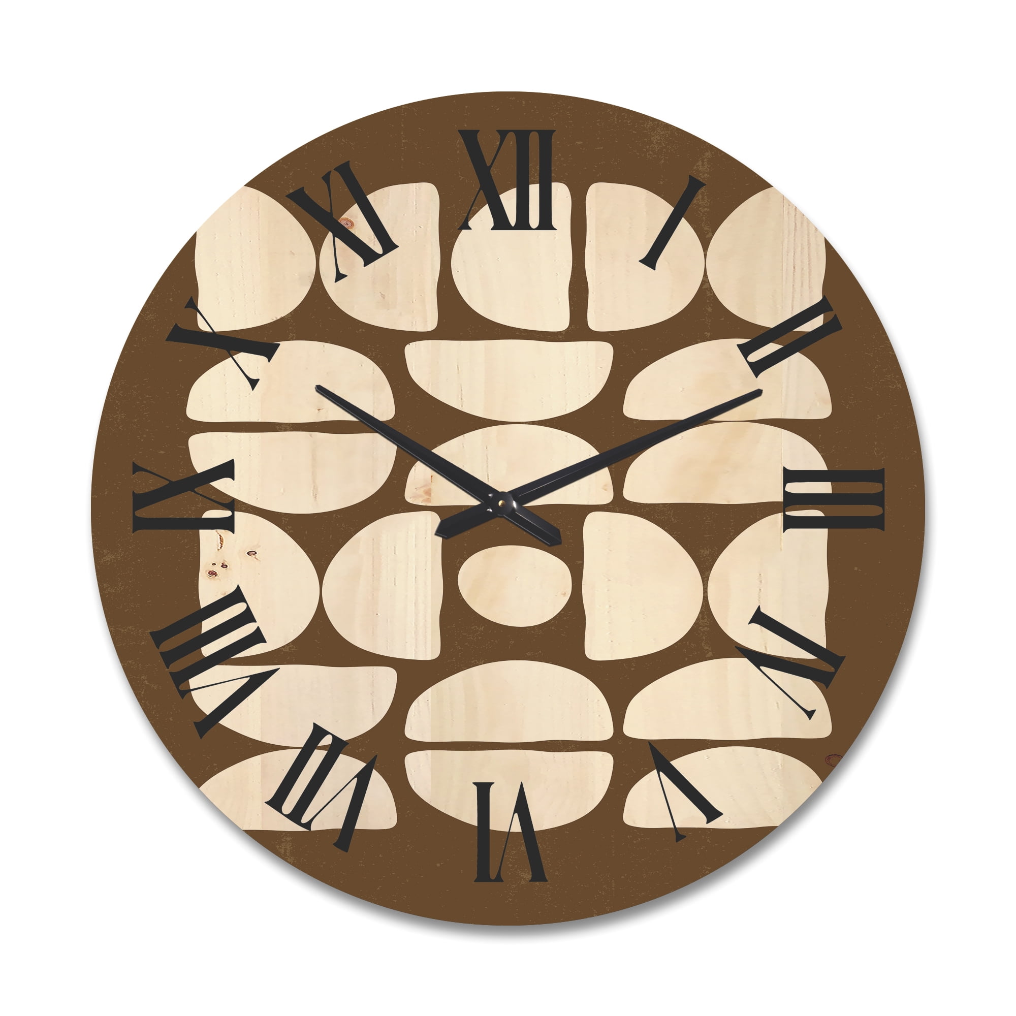Designart 'Abstract Minimal Half Moons Composition' Modern Wood Wall Clock