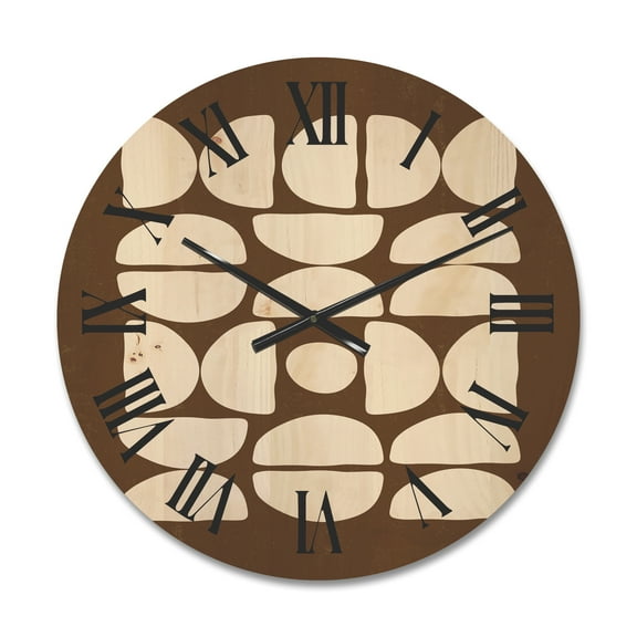 Designart 'Abstract Minimal Half Moons Composition' Modern Wood Wall Clock
