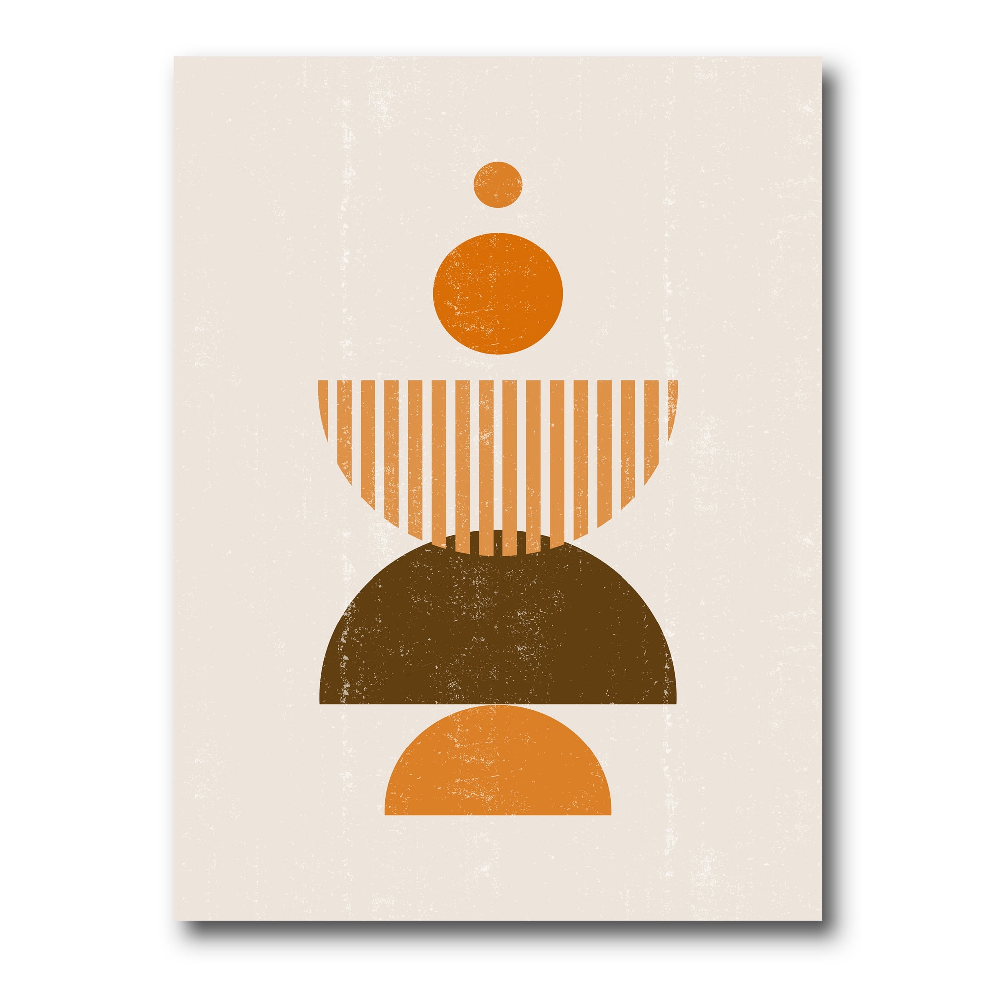 Designart ' Abstract Minimal Moon and Sun In Earth Tones I ' Modern Canvas Wall Art Print