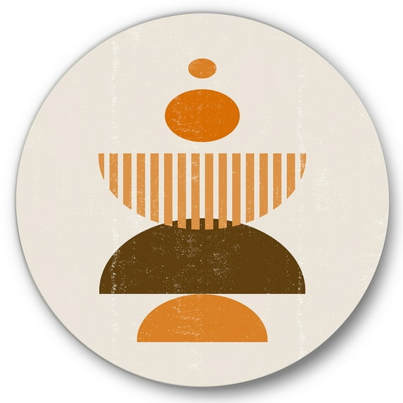 Designart 'Abstract Minimal Moon and Sun In Earth Tones I' Modern Circle Metal Wall Art 11x11 - Disc of 11