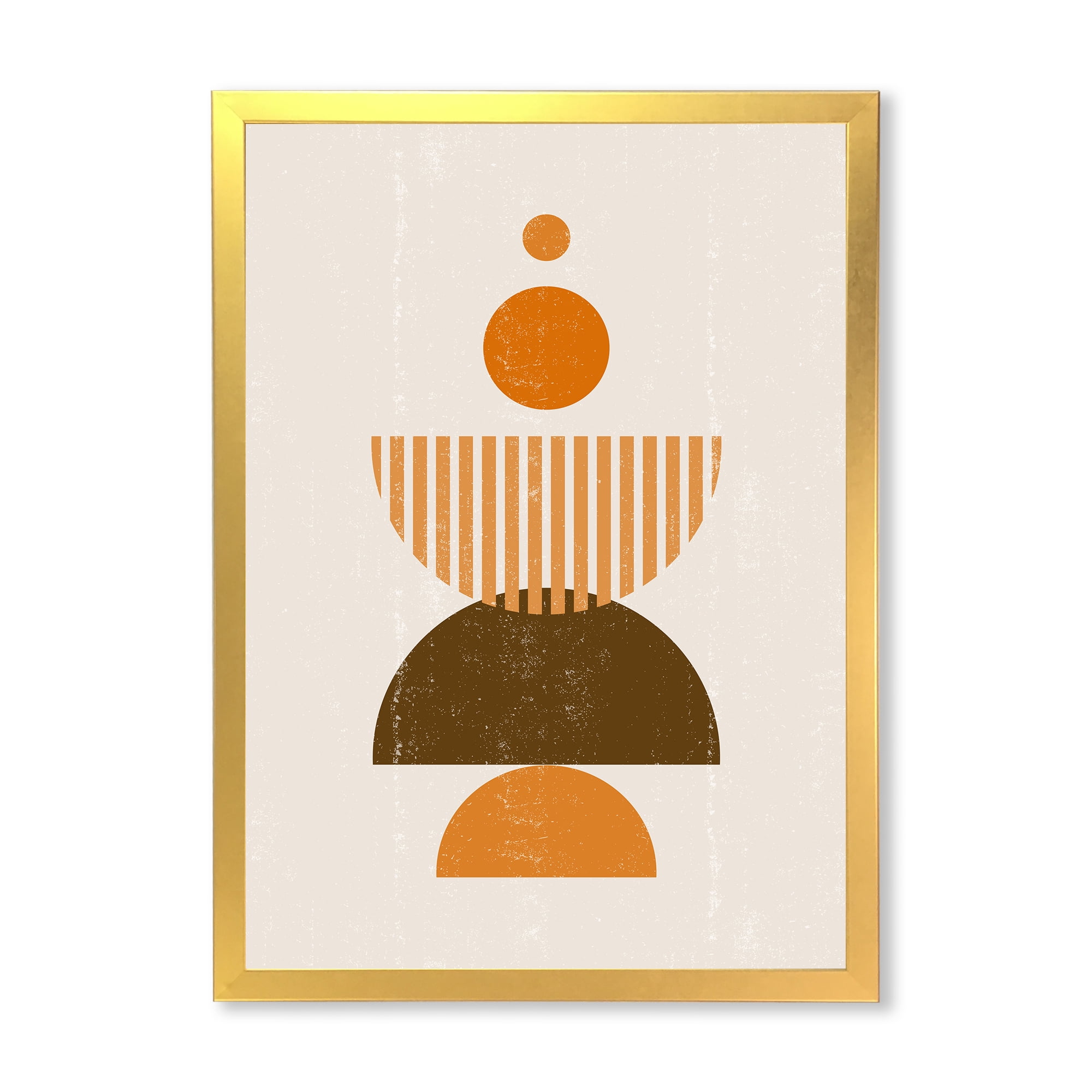 Designart 'Abstract Minimal Moon and Sun In Earth Tones I' Modern Framed Art Print