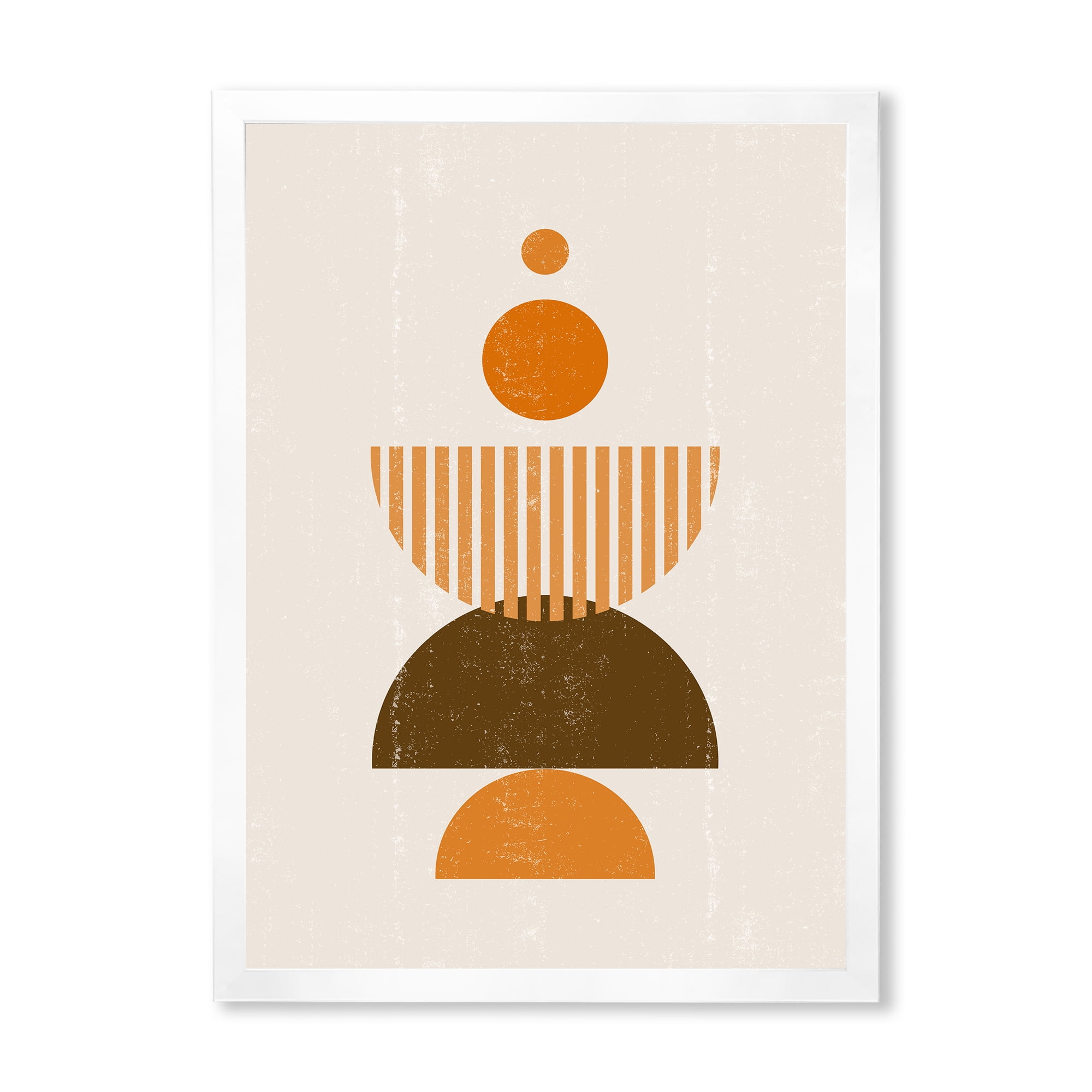 Designart 'Abstract Minimal Moon and Sun In Earth Tones I' Modern Framed Art Print