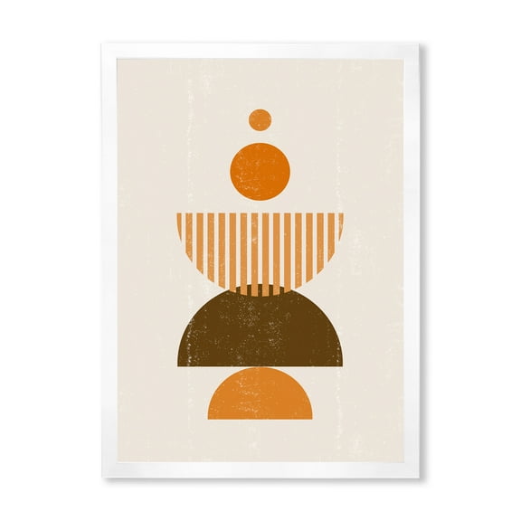Designart 'Abstract Minimal Moon and Sun In Earth Tones I' Modern Framed Art Print