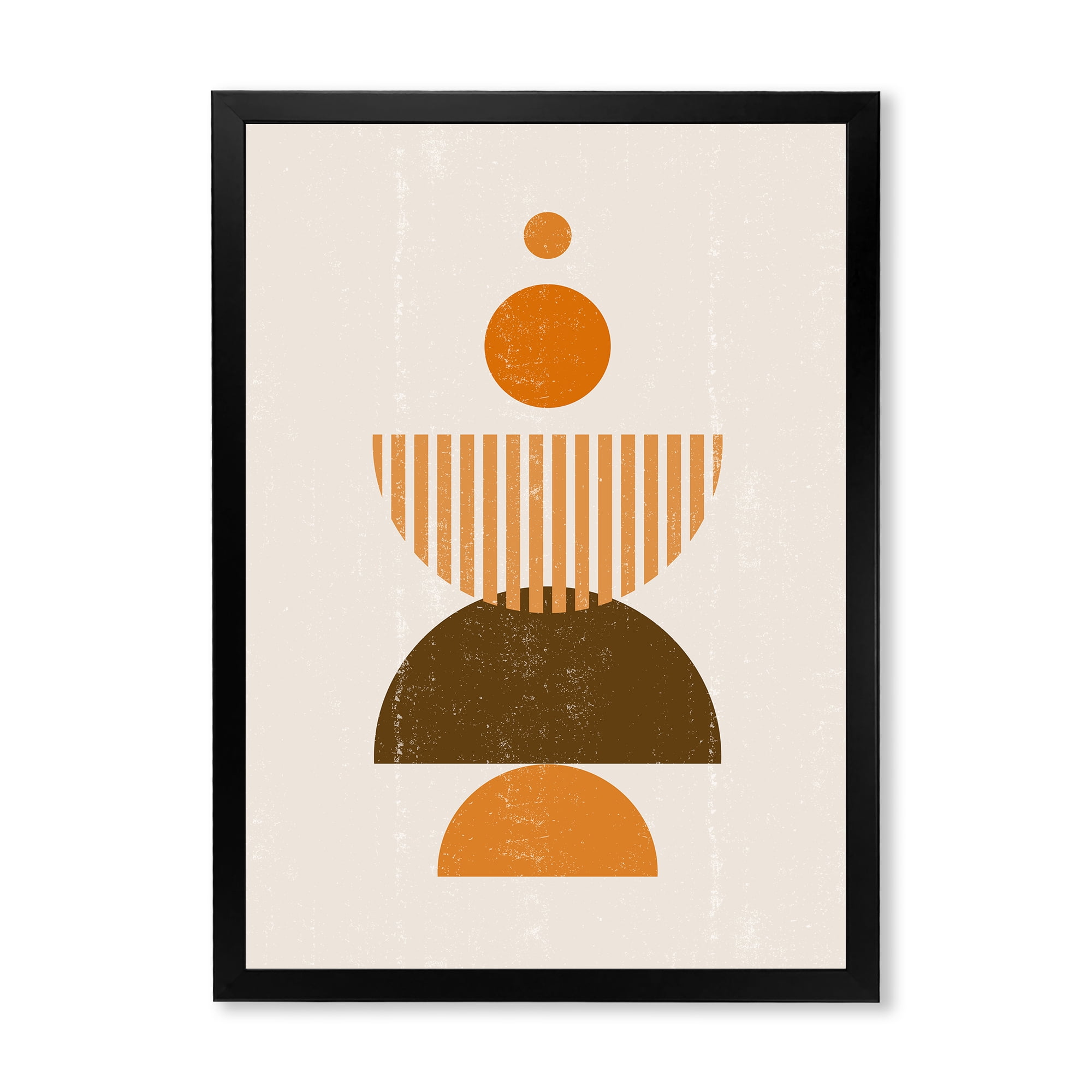 Designart 'Abstract Minimal Moon and Sun In Earth Tones I' Modern Framed Art Print