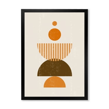 Designart 'Abstract Minimal Moon and Sun In Earth Tones I' Modern Framed Art Print