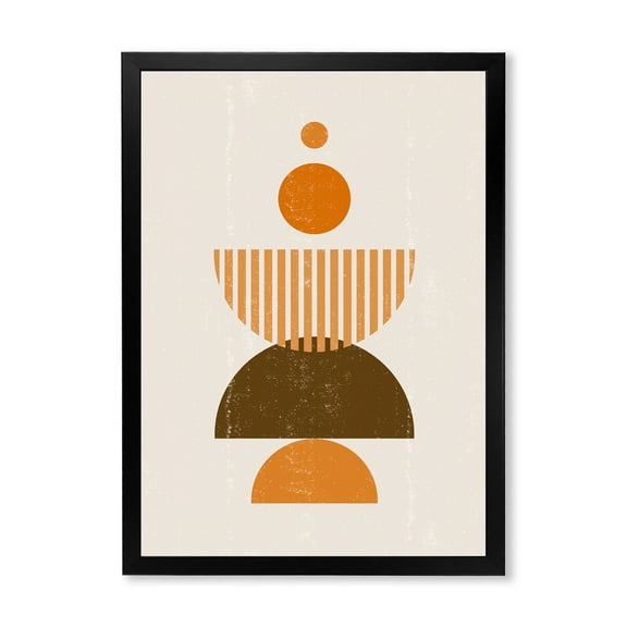 Designart 'Abstract Minimal Moon and Sun In Earth Tones I' Modern Framed Art Print