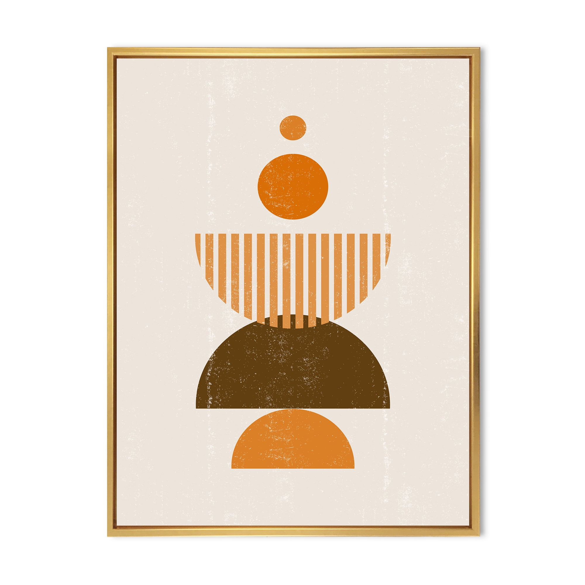 Designart 'Abstract Minimal Moon and Sun In Earth Tones I' Modern Framed Canvas Wall Art Print