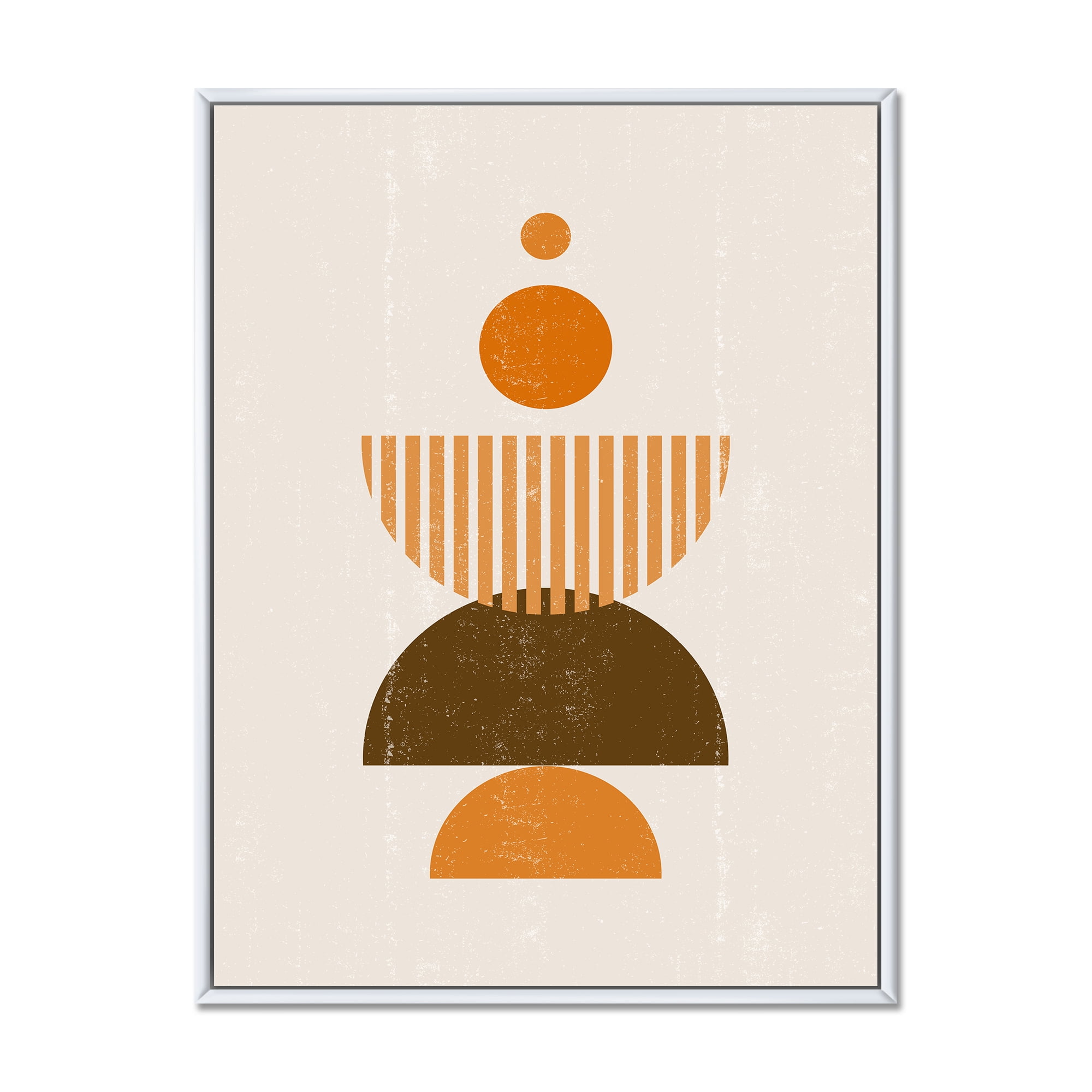 Designart 'Abstract Minimal Moon and Sun In Earth Tones I' Modern Framed Canvas Wall Art Print