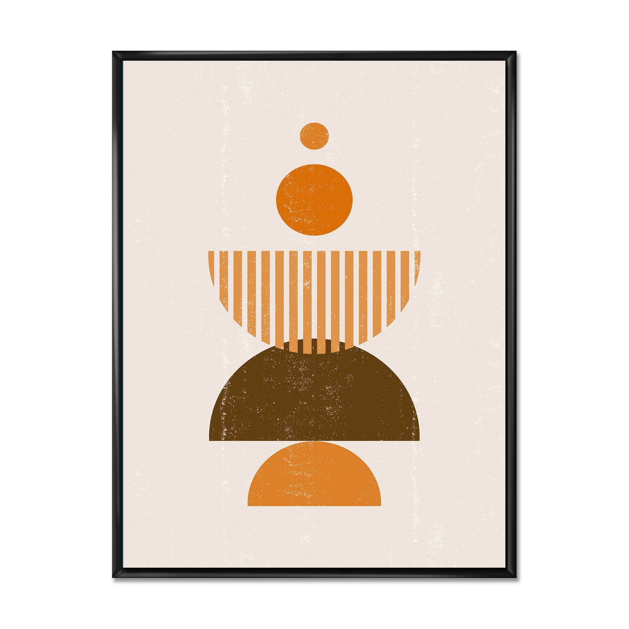 Designart 'Abstract Minimal Moon and Sun In Earth Tones I' Modern Framed Canvas Wall Art Print