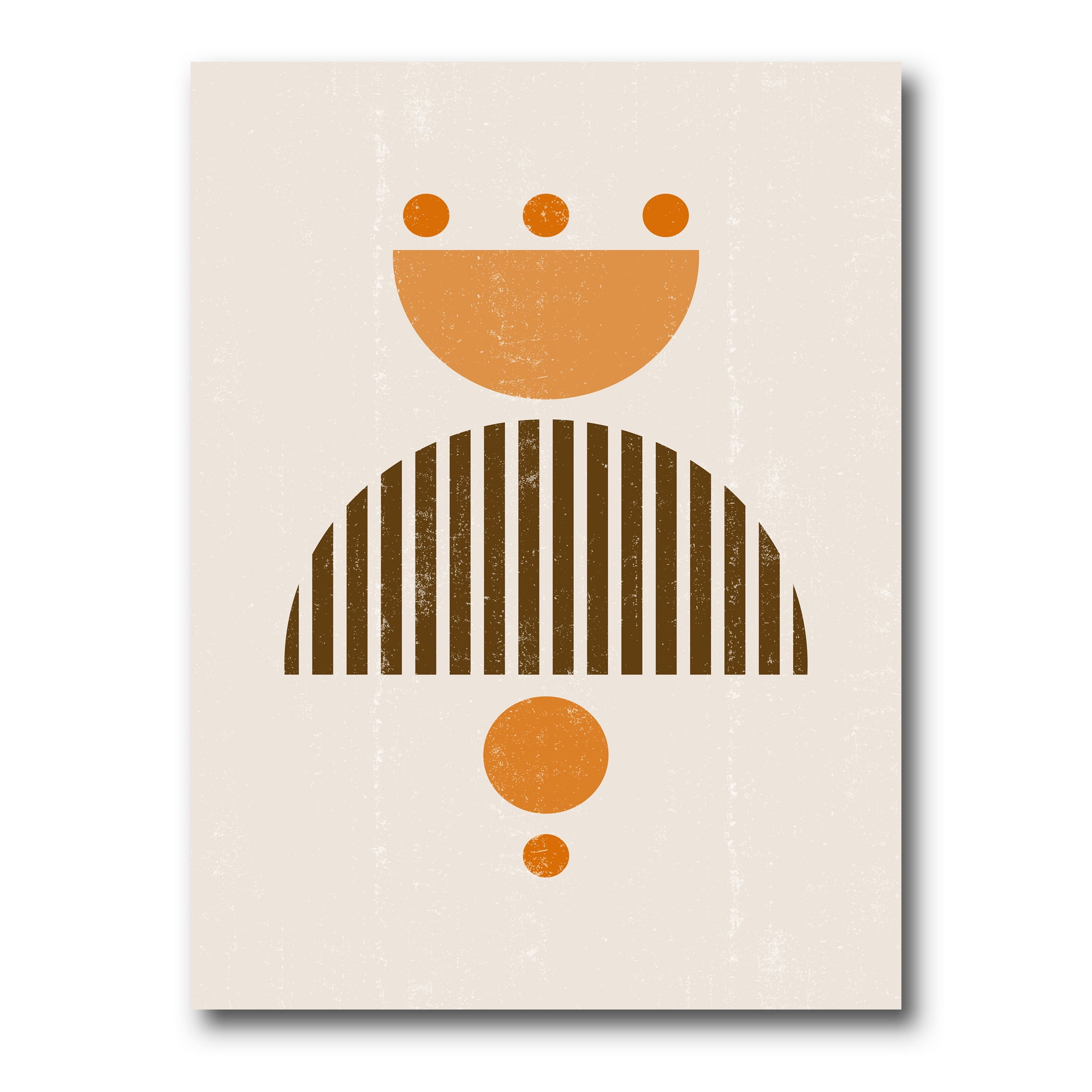 Designart ' Abstract Minimal Moon and Sun In Earth Tones II ' Modern Canvas Wall Art Print