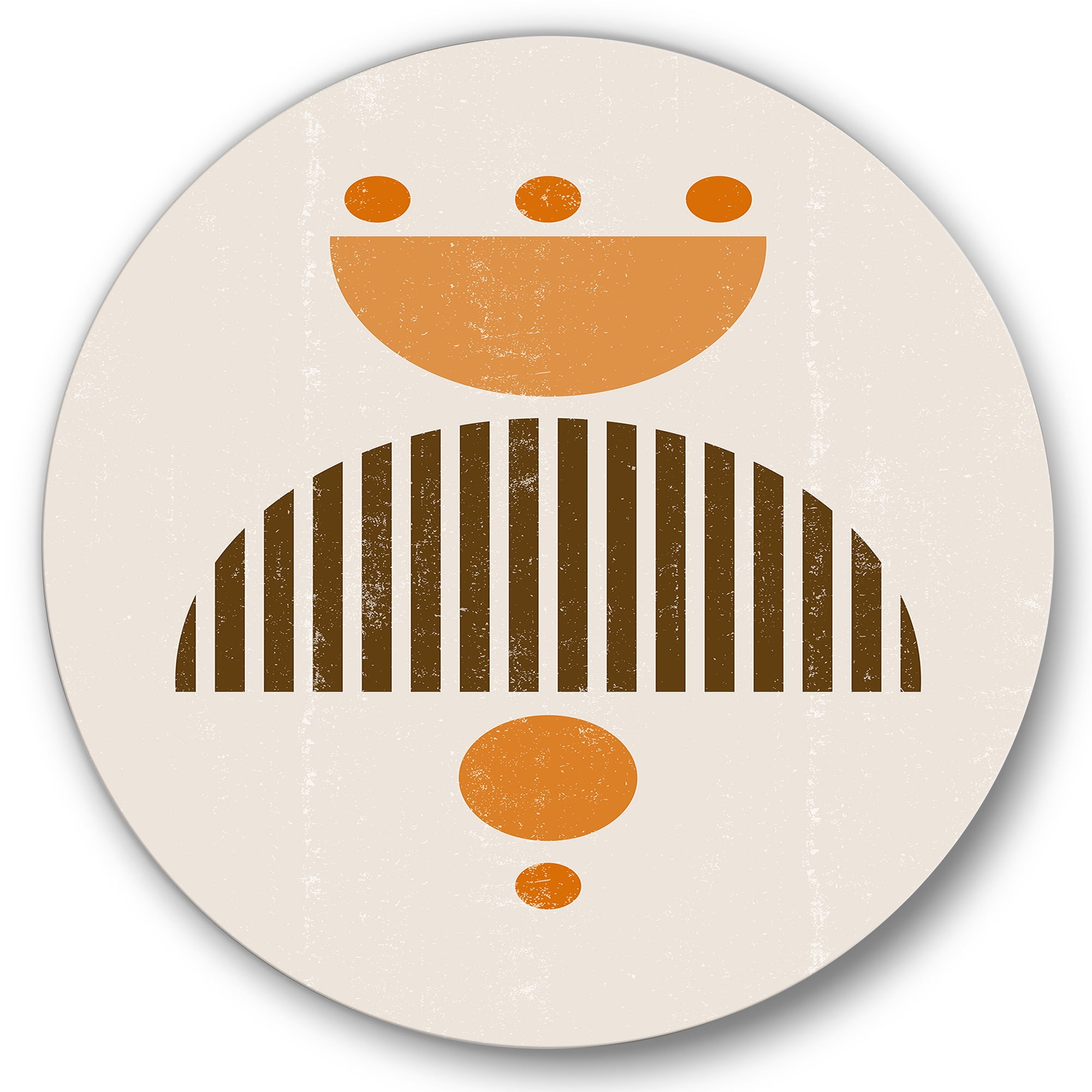 Designart 'Abstract Minimal Moon and Sun In Earth Tones II' Modern Circle Metal Wall Art 23x23 - Disc of 23