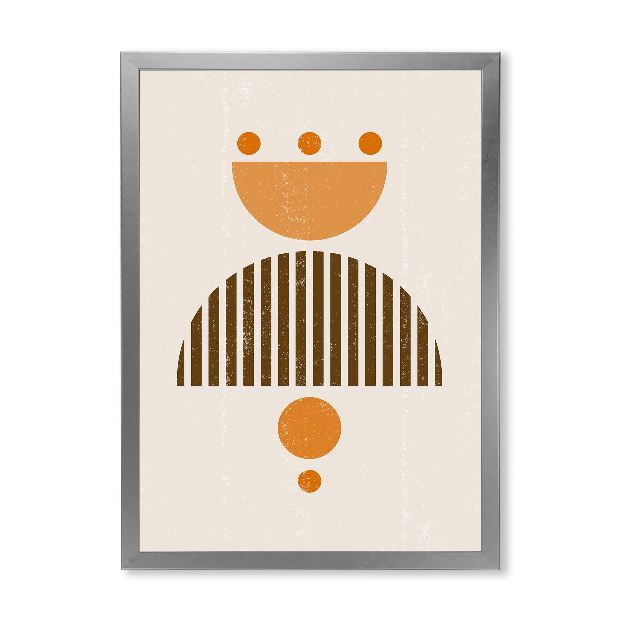 Designart 'Abstract Minimal Moon and Sun In Earth Tones II' Modern Framed Art Print