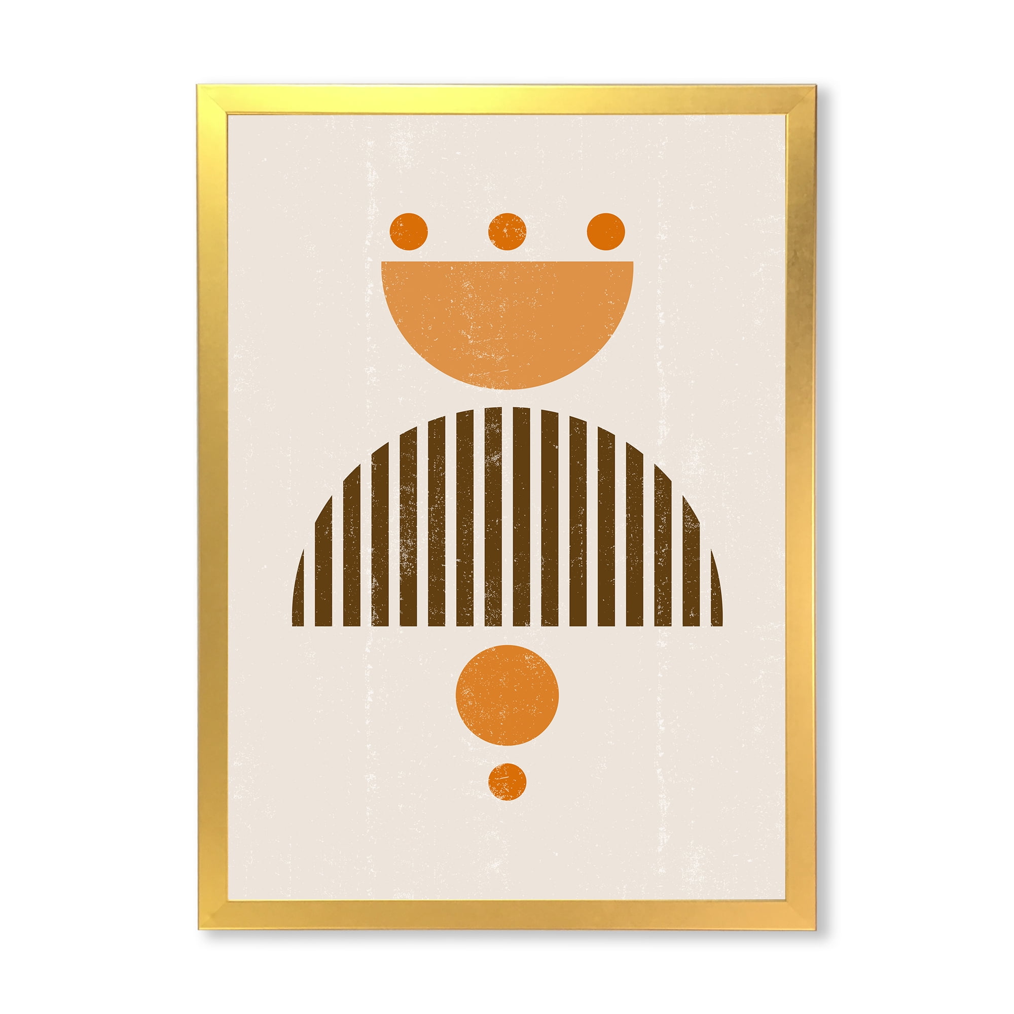 Designart 'Abstract Minimal Moon and Sun In Earth Tones II' Modern Framed Art Print