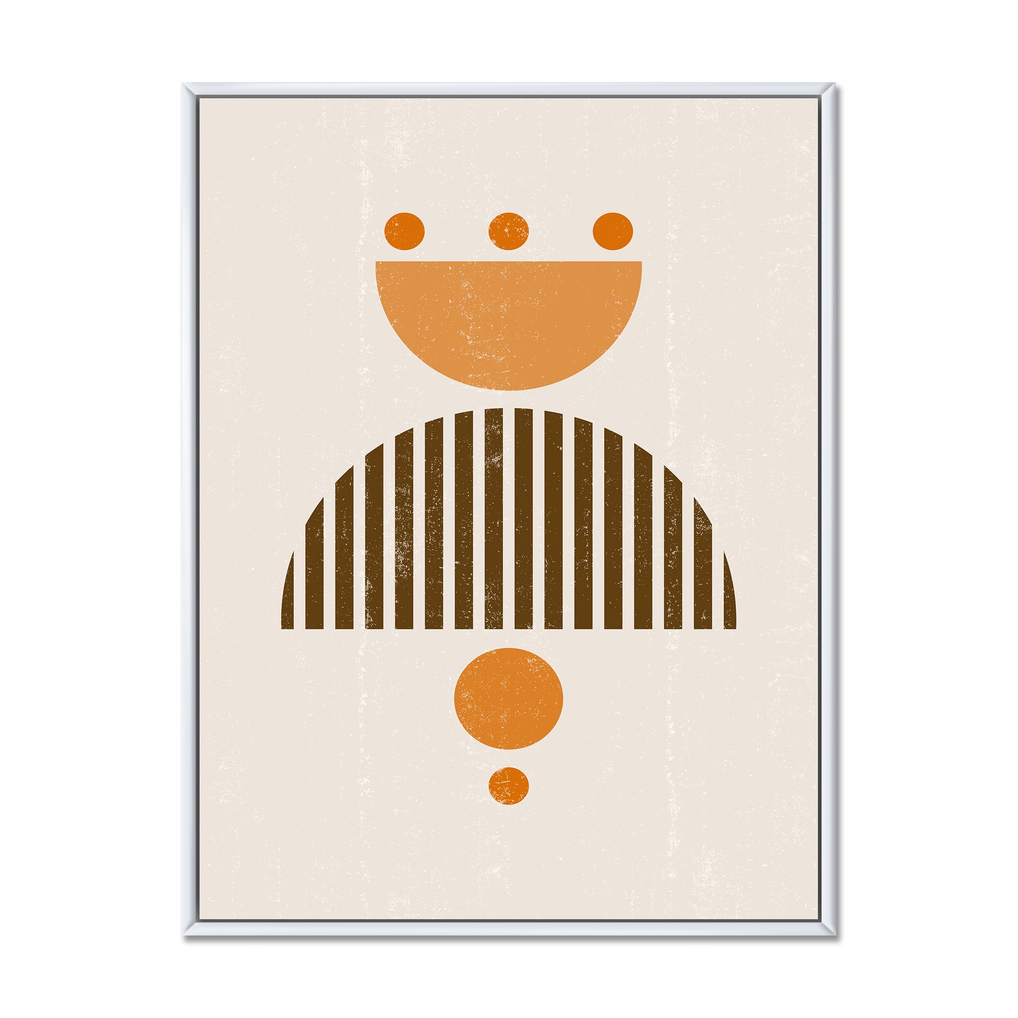 Designart 'Abstract Minimal Moon and Sun In Earth Tones II' Modern Framed Canvas Wall Art Print