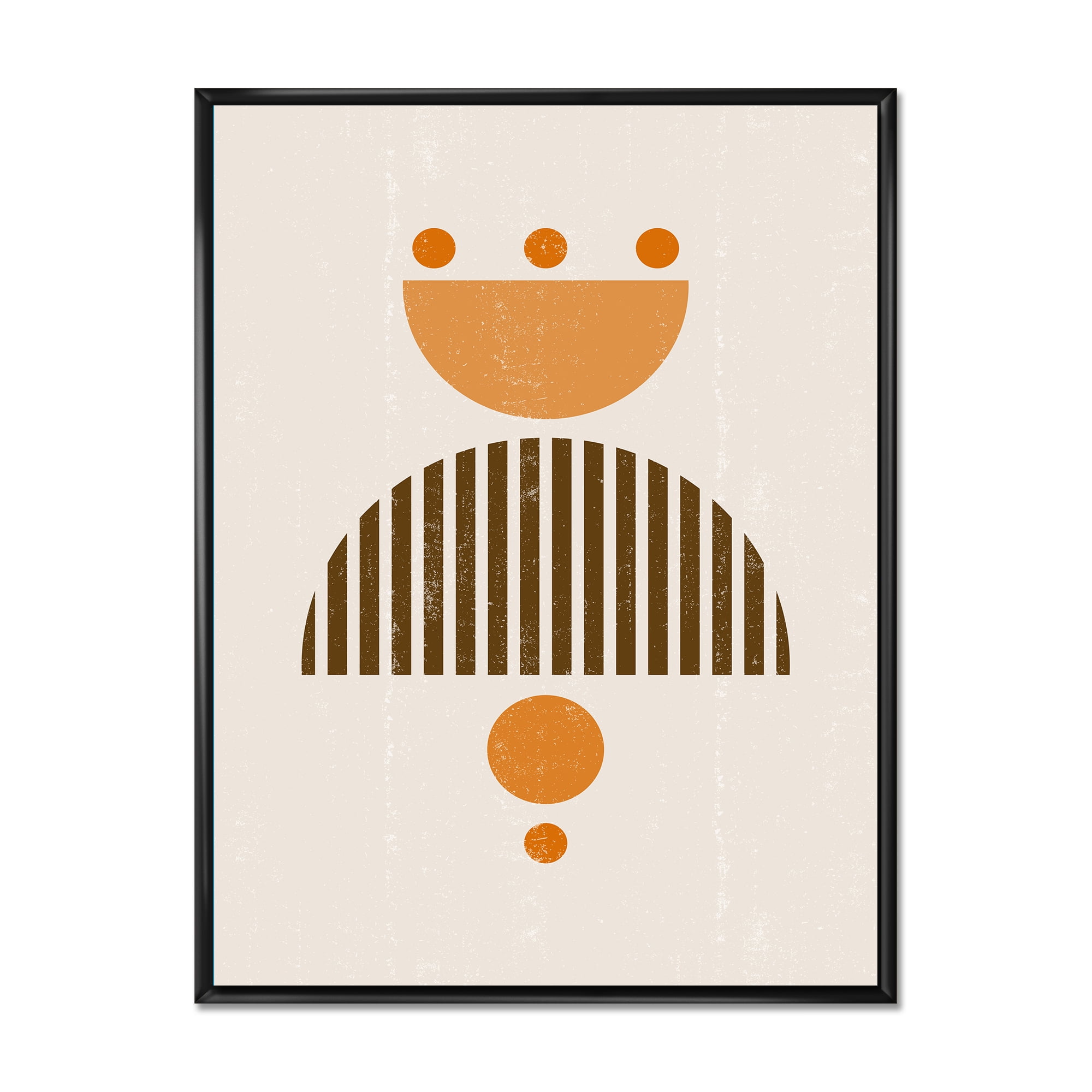 Designart 'Abstract Minimal Moon and Sun In Earth Tones II' Modern Framed Canvas Wall Art Print