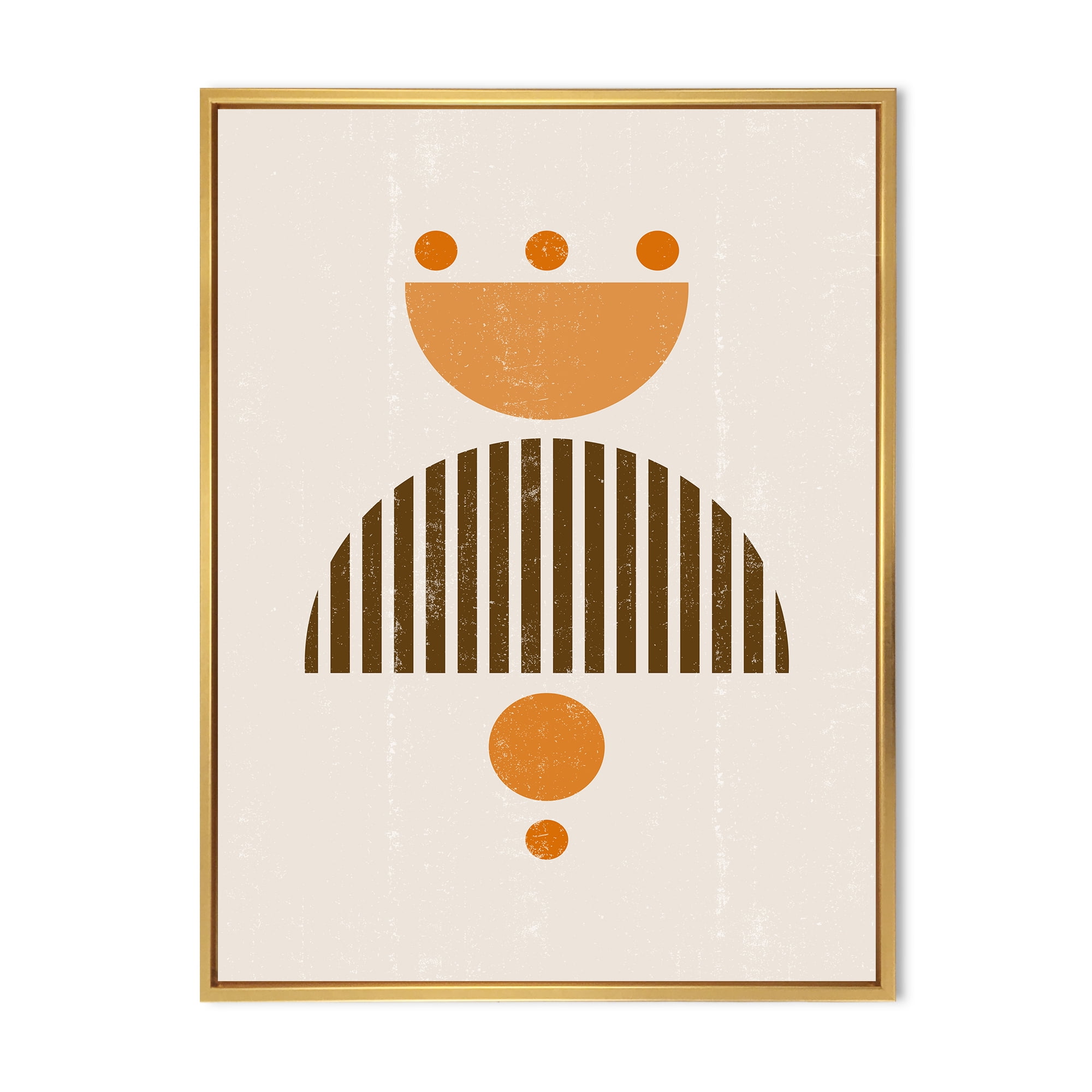 Designart 'Abstract Minimal Moon and Sun In Earth Tones II' Modern Framed Canvas Wall Art Print