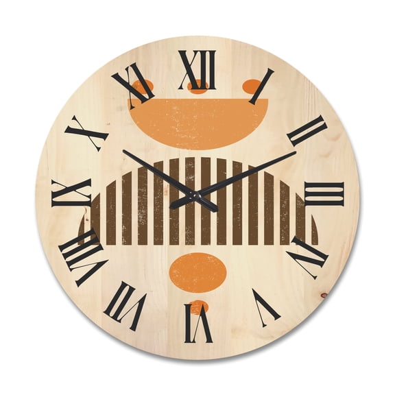 Designart 'Abstract Minimal Moon and Sun In Earth Tones II' Modern Wood Wall Clock