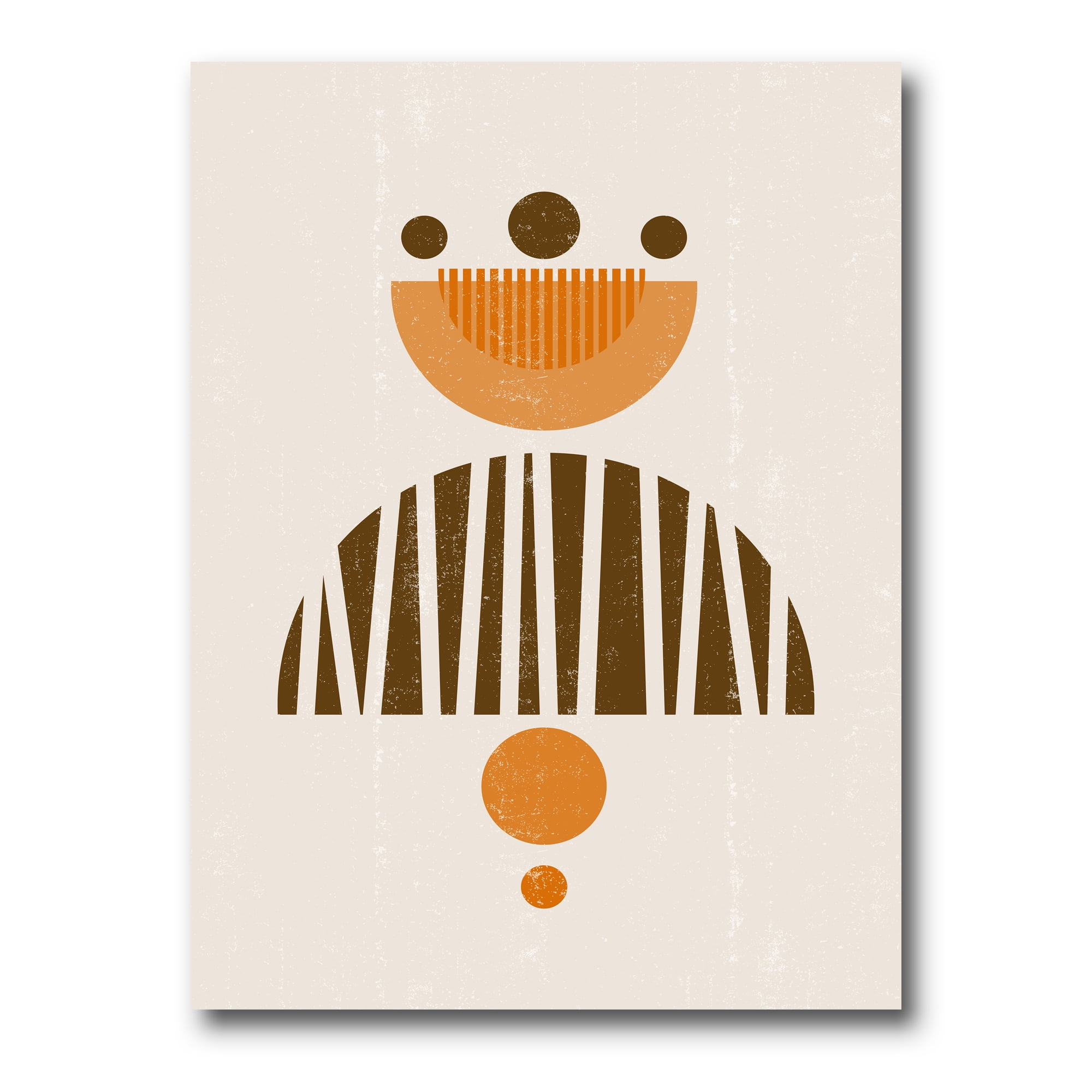 Designart ' Abstract Minimal Moon and Sun In Earth Tones IV ' Modern Canvas Wall Art Print