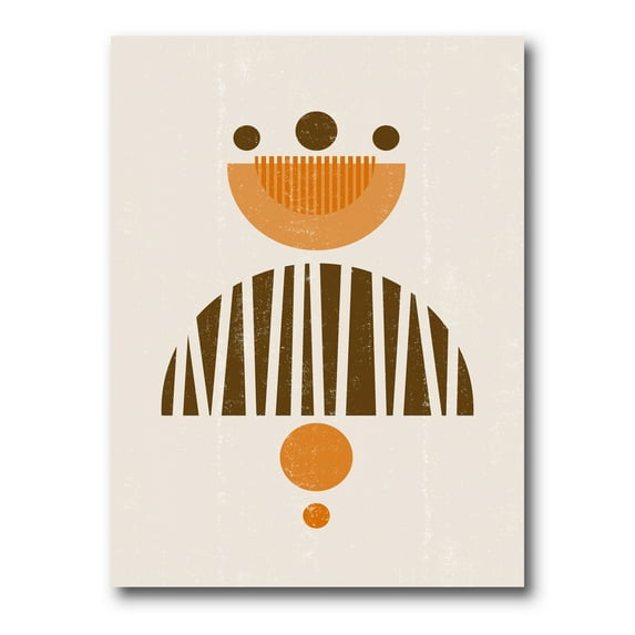 Designart ' Abstract Minimal Moon and Sun In Earth Tones IV ' Modern Canvas Wall Art Print