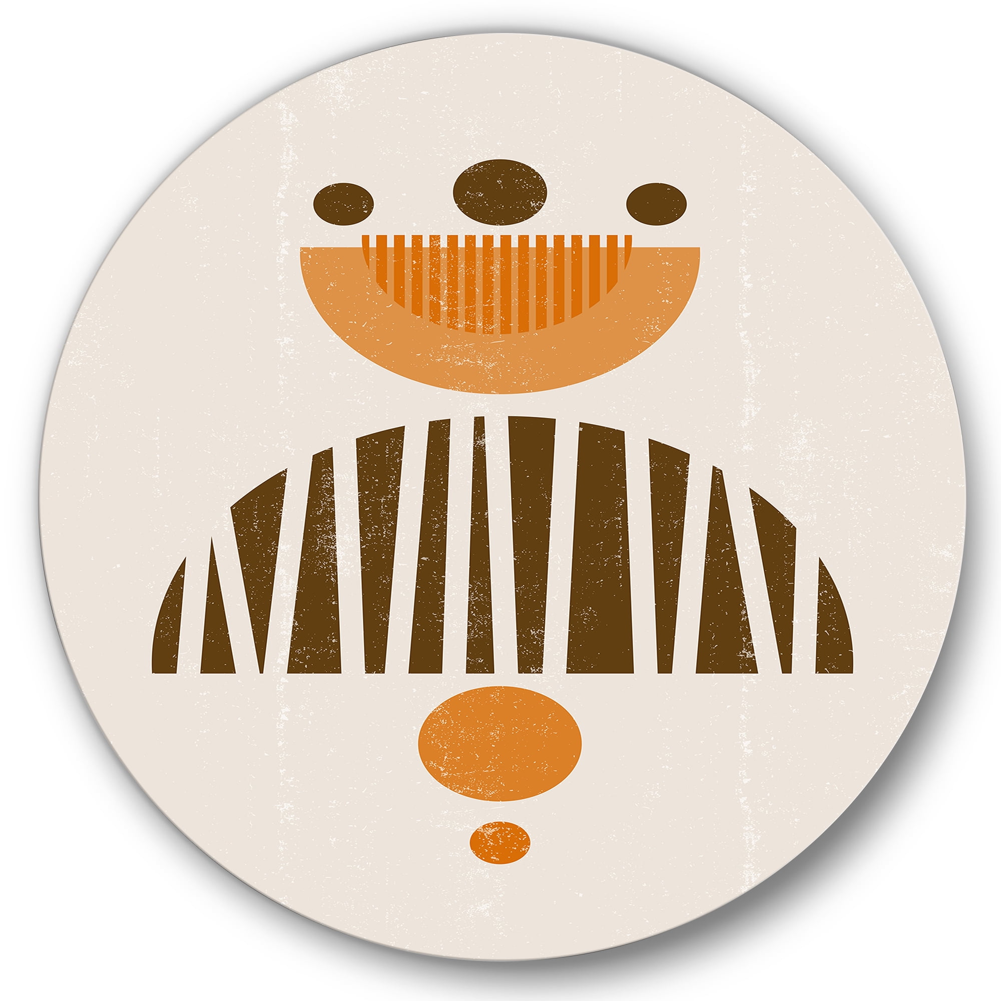Designart 'Abstract Minimal Moon and Sun In Earth Tones IV' Modern Circle Metal Wall Art 36x36 - Disc of 36