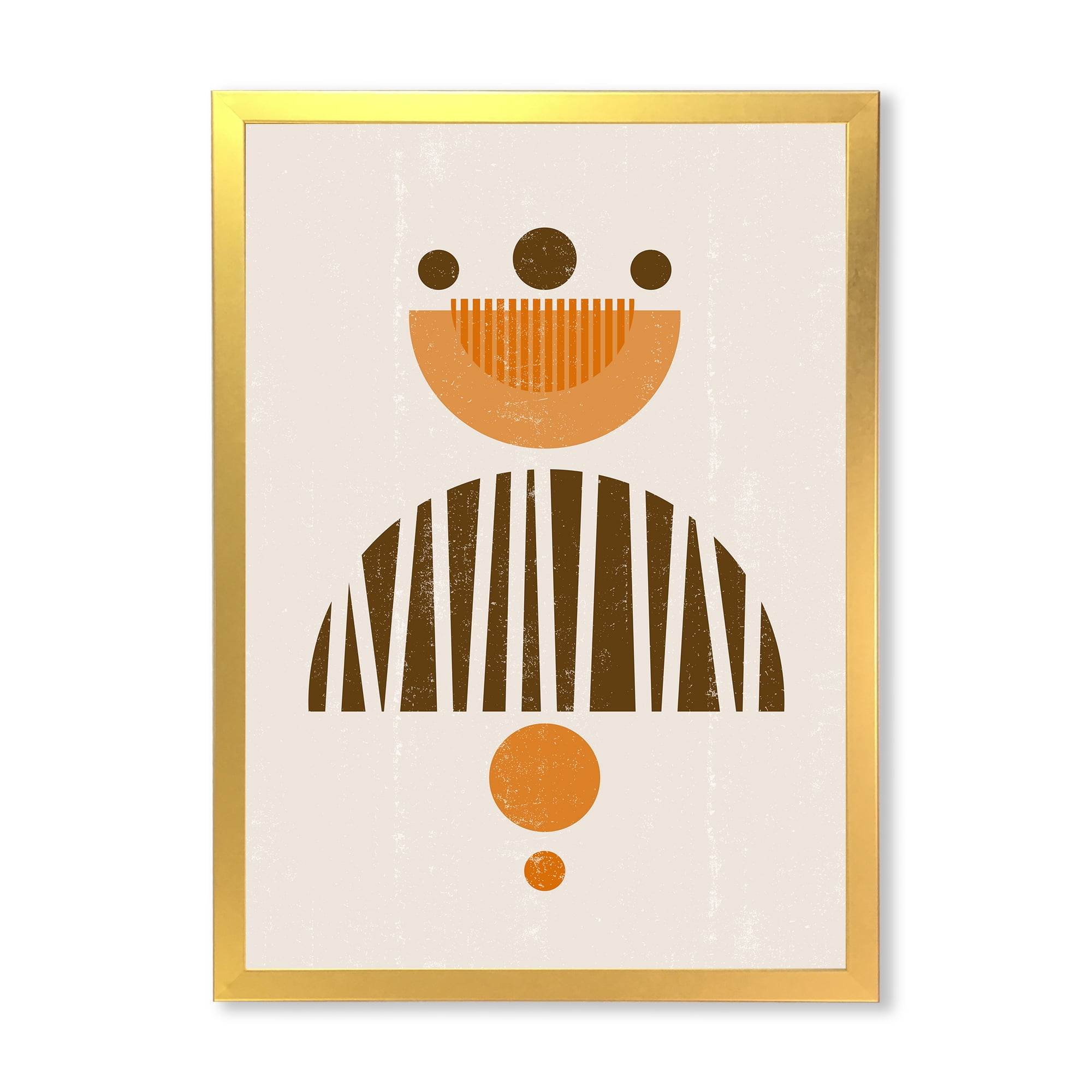 Designart 'Abstract Minimal Moon and Sun In Earth Tones IV' Modern Framed Art Print