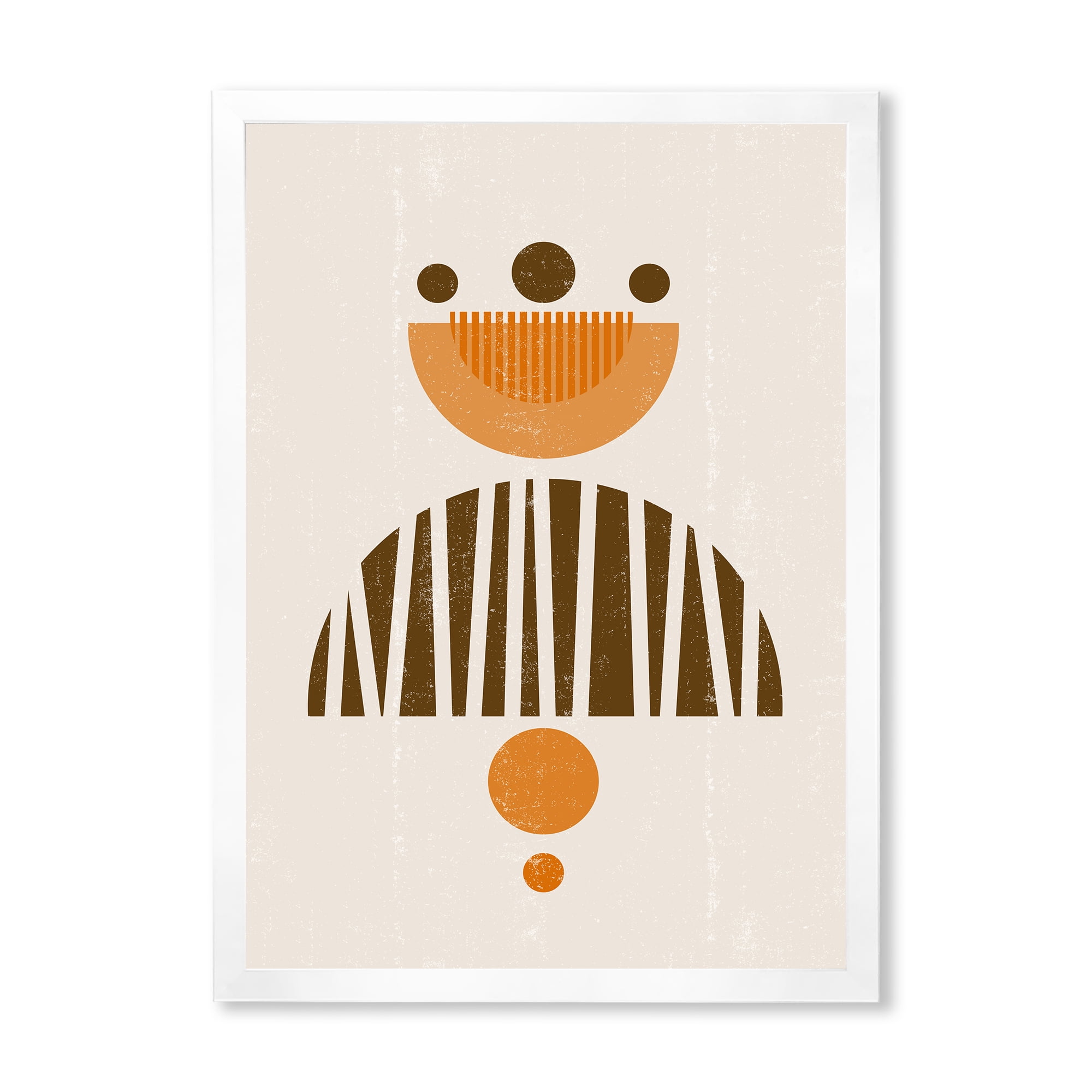 Designart 'Abstract Minimal Moon and Sun In Earth Tones IV' Modern Framed Art Print