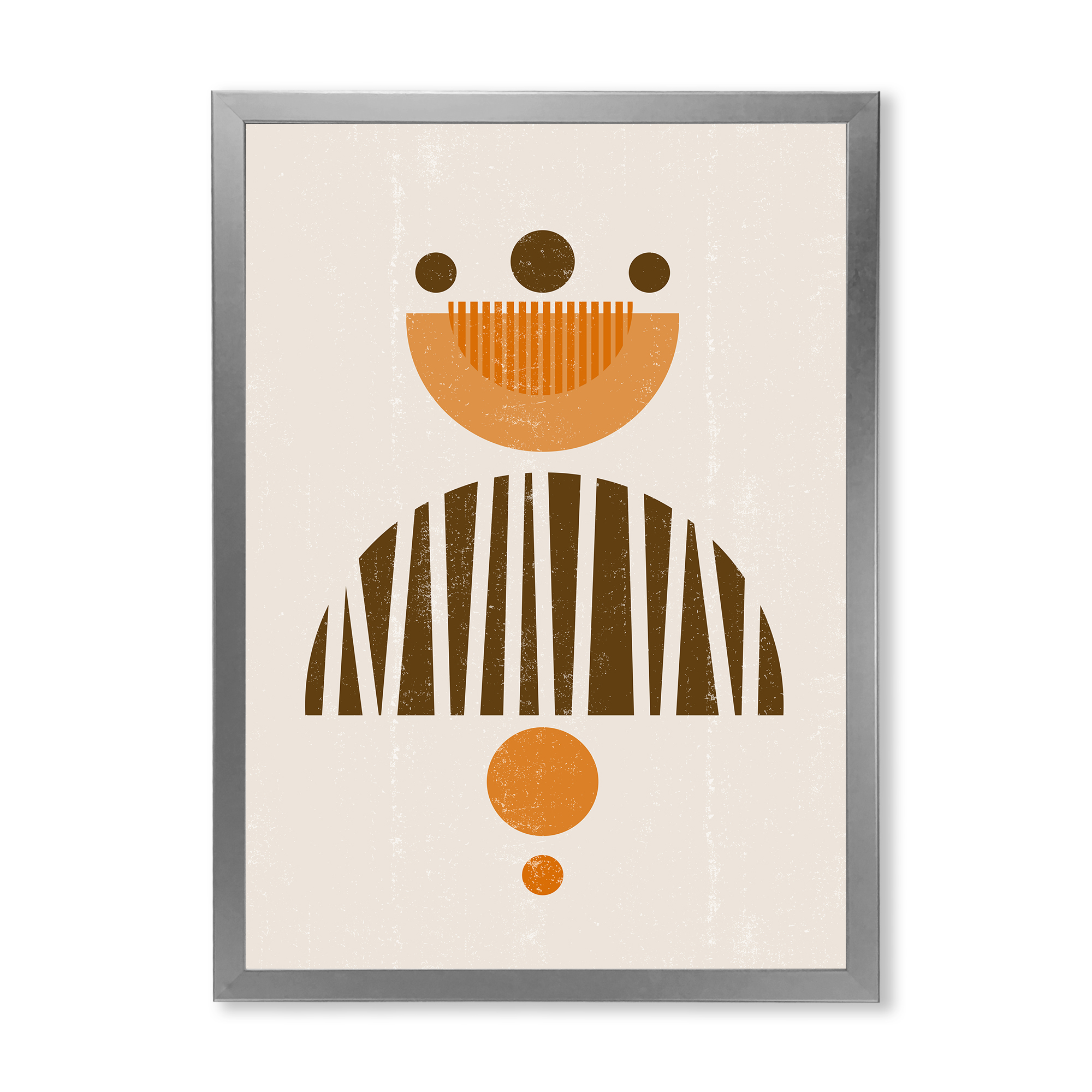 Designart 'Abstract Minimal Moon and Sun In Earth Tones IV' Modern Framed Art Print