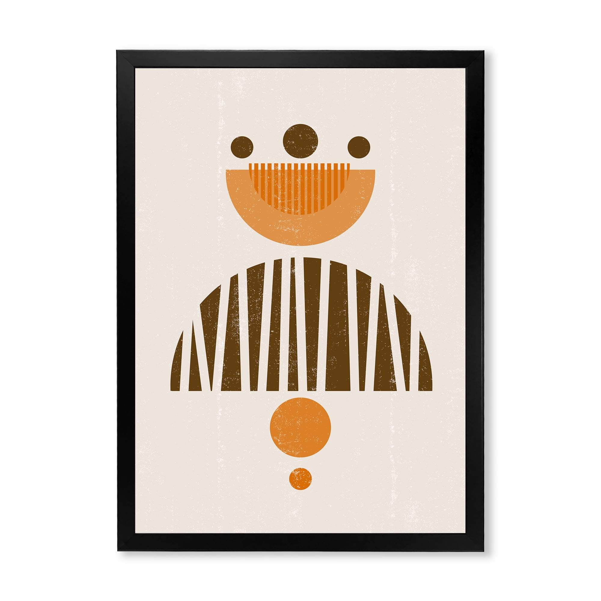 Designart 'Abstract Minimal Moon and Sun In Earth Tones IV' Modern Framed Art Print